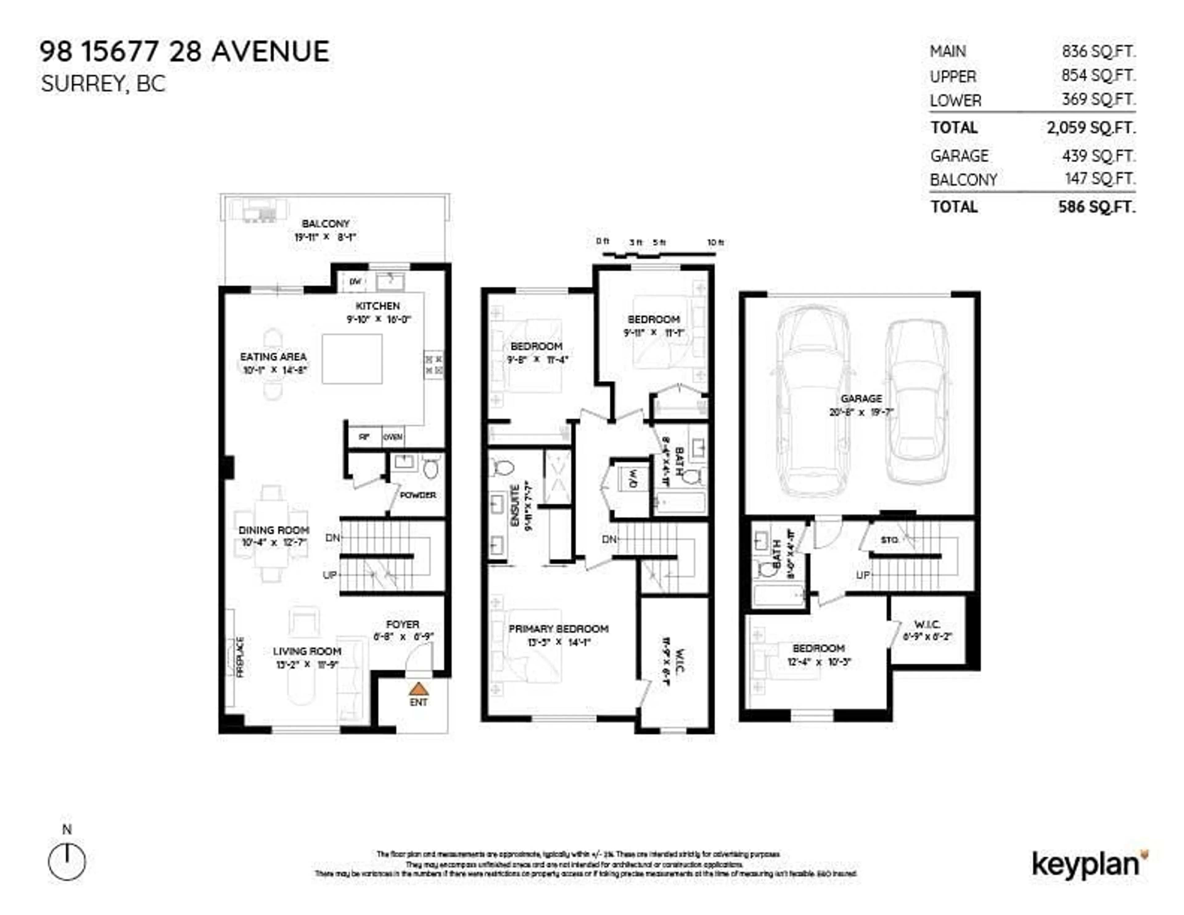 Floor plan for 98 - 15677 28, Surrey British Columbia V3Z0E5