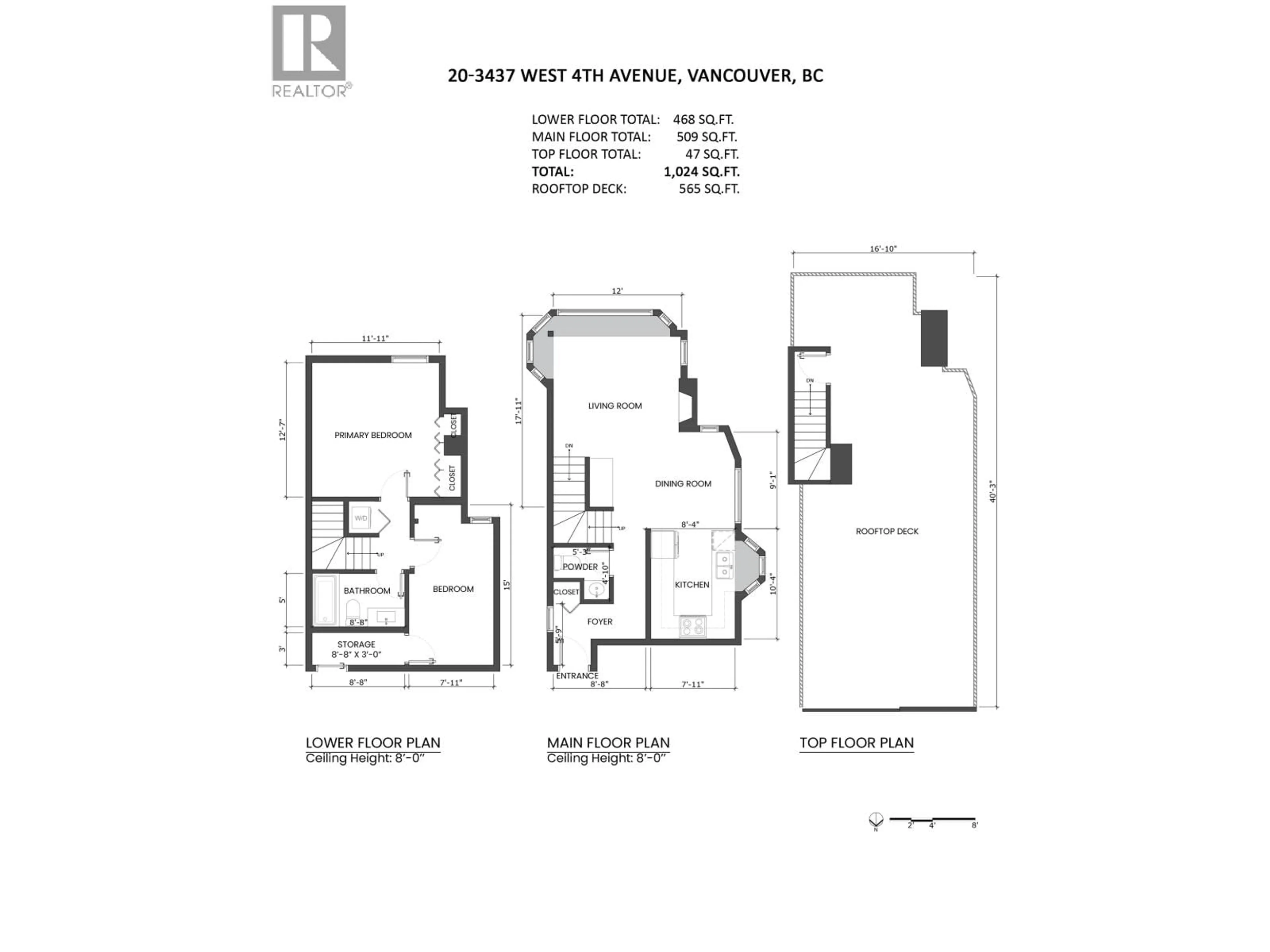 Floor plan for 20 - 3437 4TH AVENUE, Vancouver British Columbia V6R1N7