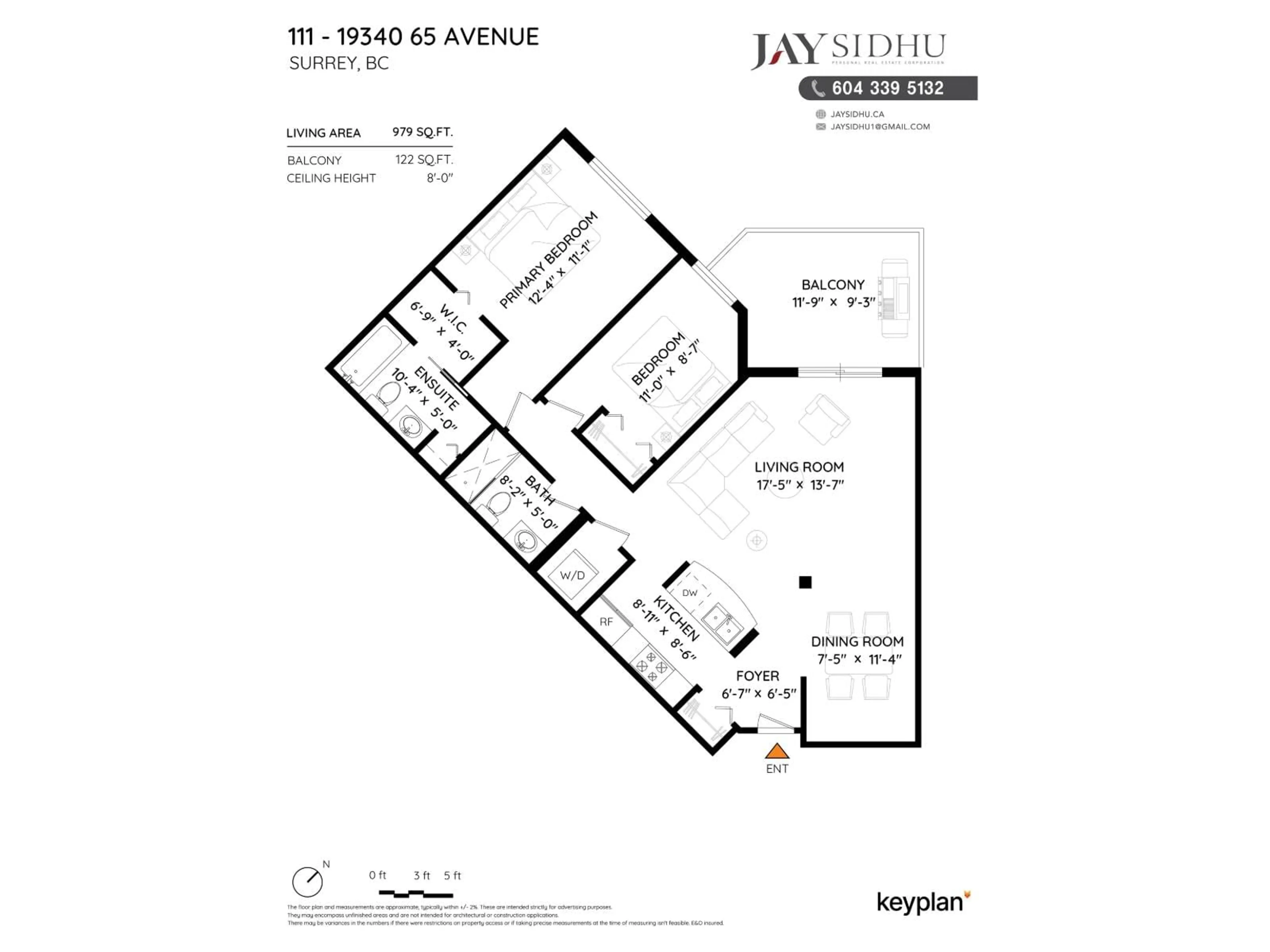 Floor plan for 111 - 19340 65, Surrey British Columbia V4N0A3