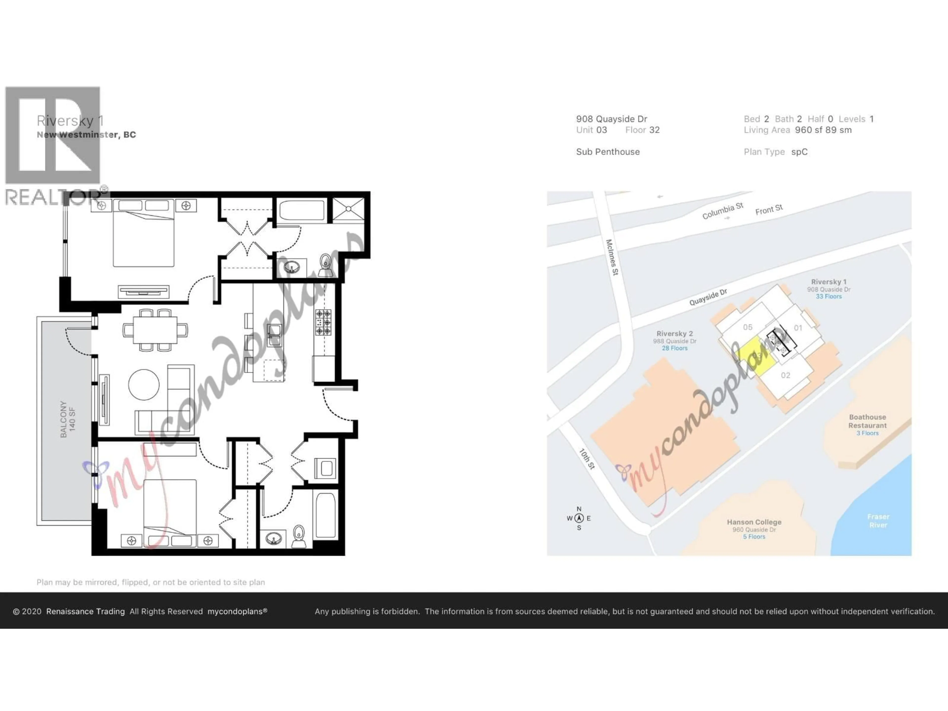 Floor plan for 3203 - 908 QUAYSIDE DRIVE, New Westminster British Columbia V3M0L4