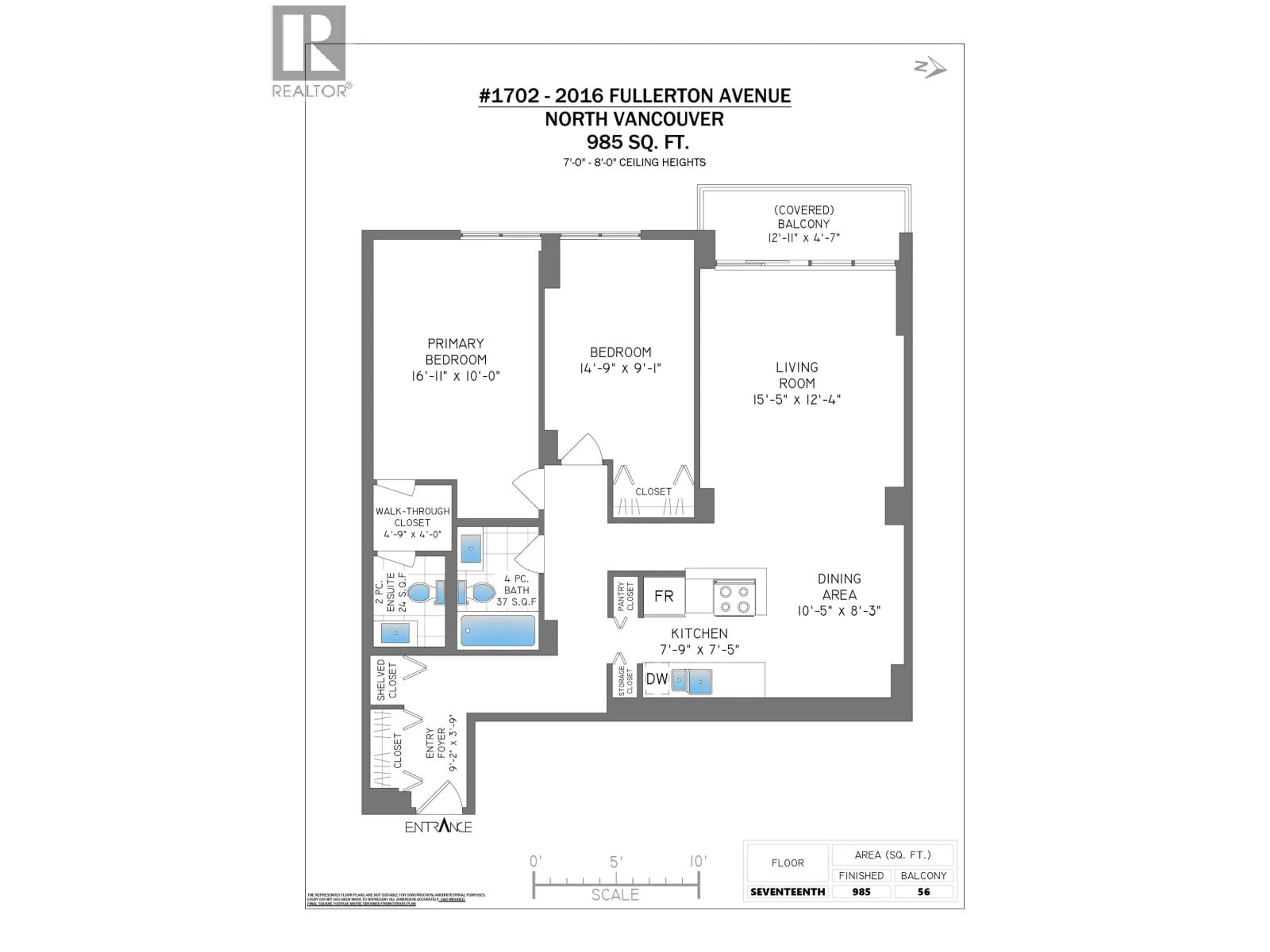 Floor plan for 1702 - 2016 FULLERTON AVENUE, North Vancouver British Columbia V7P3E6