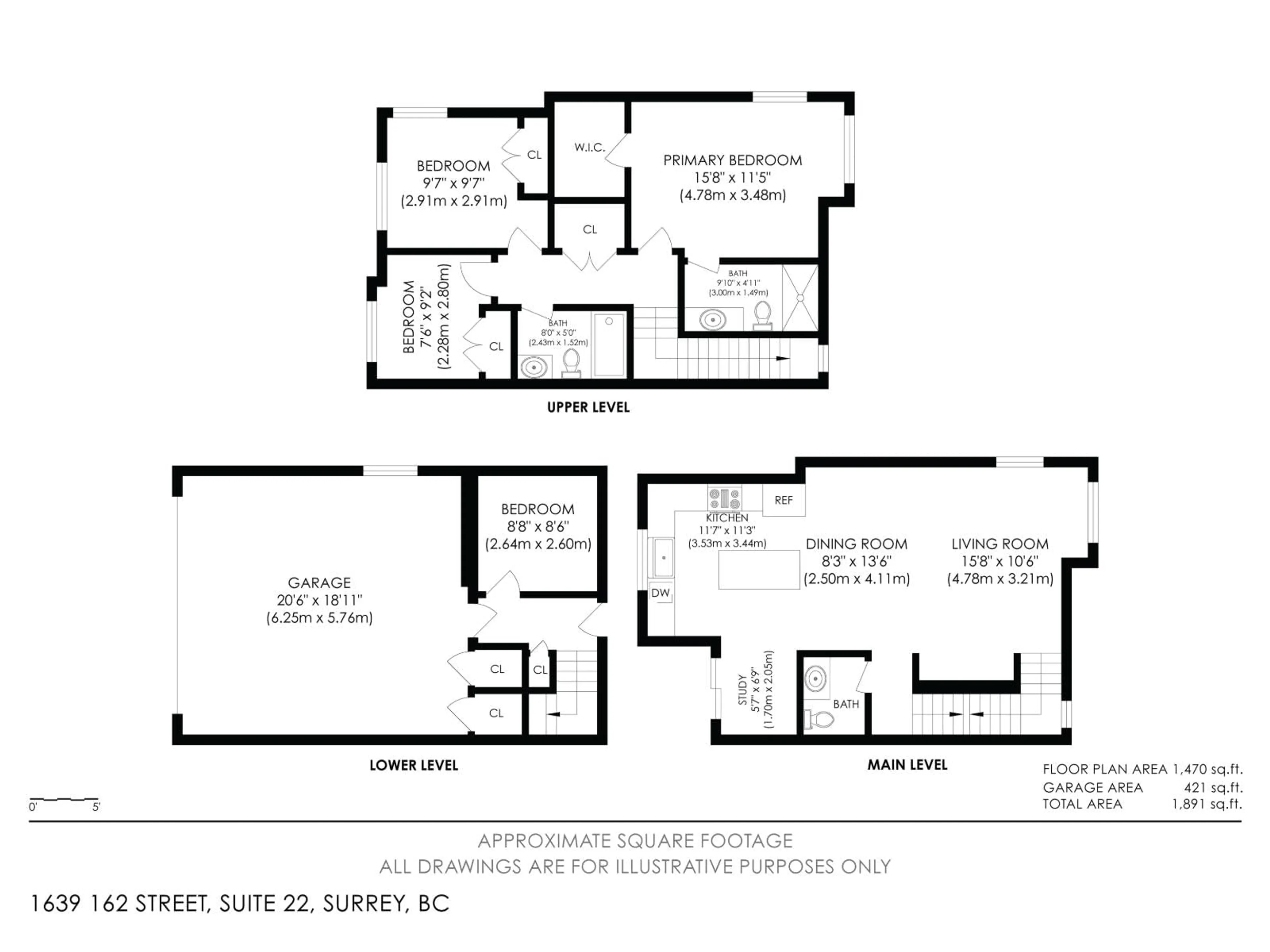Floor plan for 22 - 1639 162 STREET, Surrey British Columbia V4A4Y1