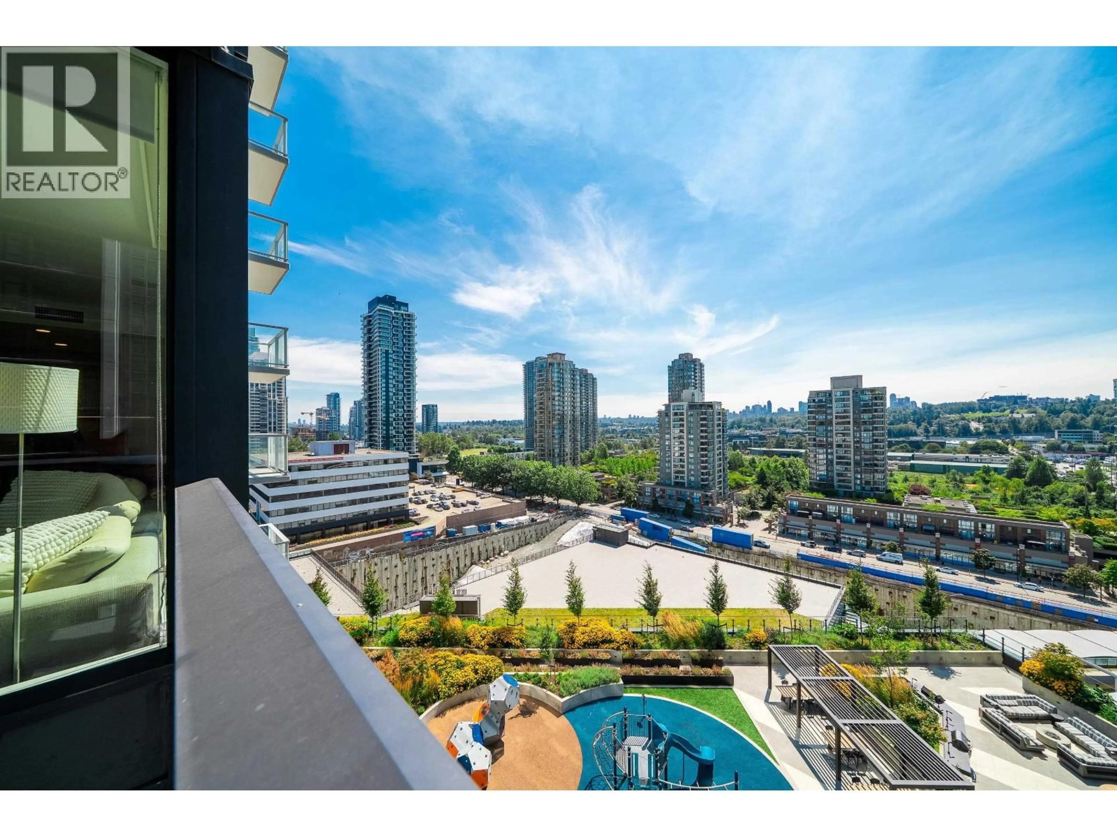 Patio, city buildings view from balcony for 1102 - 4168 LOUGHEED HIGHWAY, Burnaby British Columbia V5C0N9