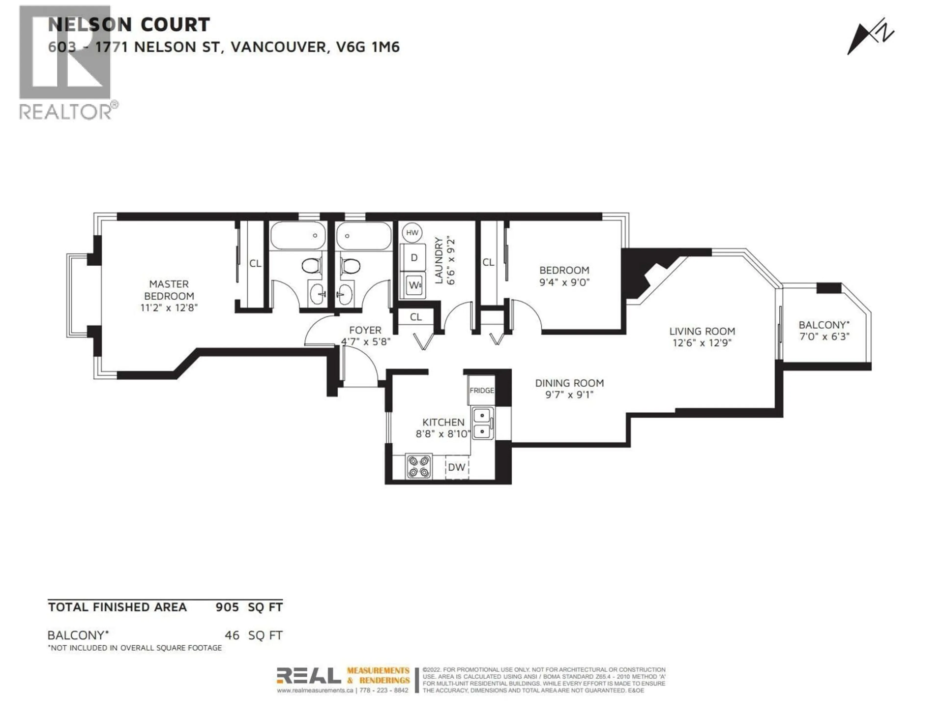 Floor plan for 603 - 1771 NELSON STREET, Vancouver British Columbia V6G1M6