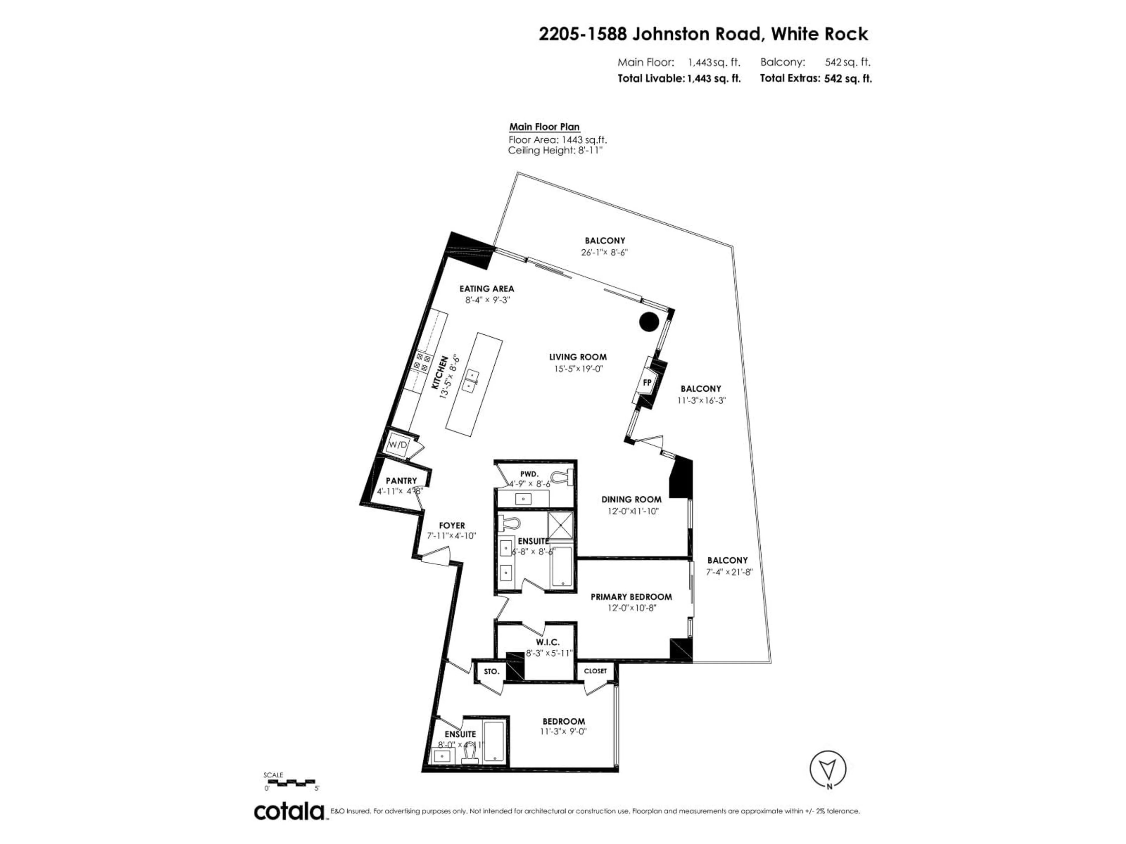 Floor plan for 2205 - 1588 JOHNSTON, White Rock British Columbia V4B0C5