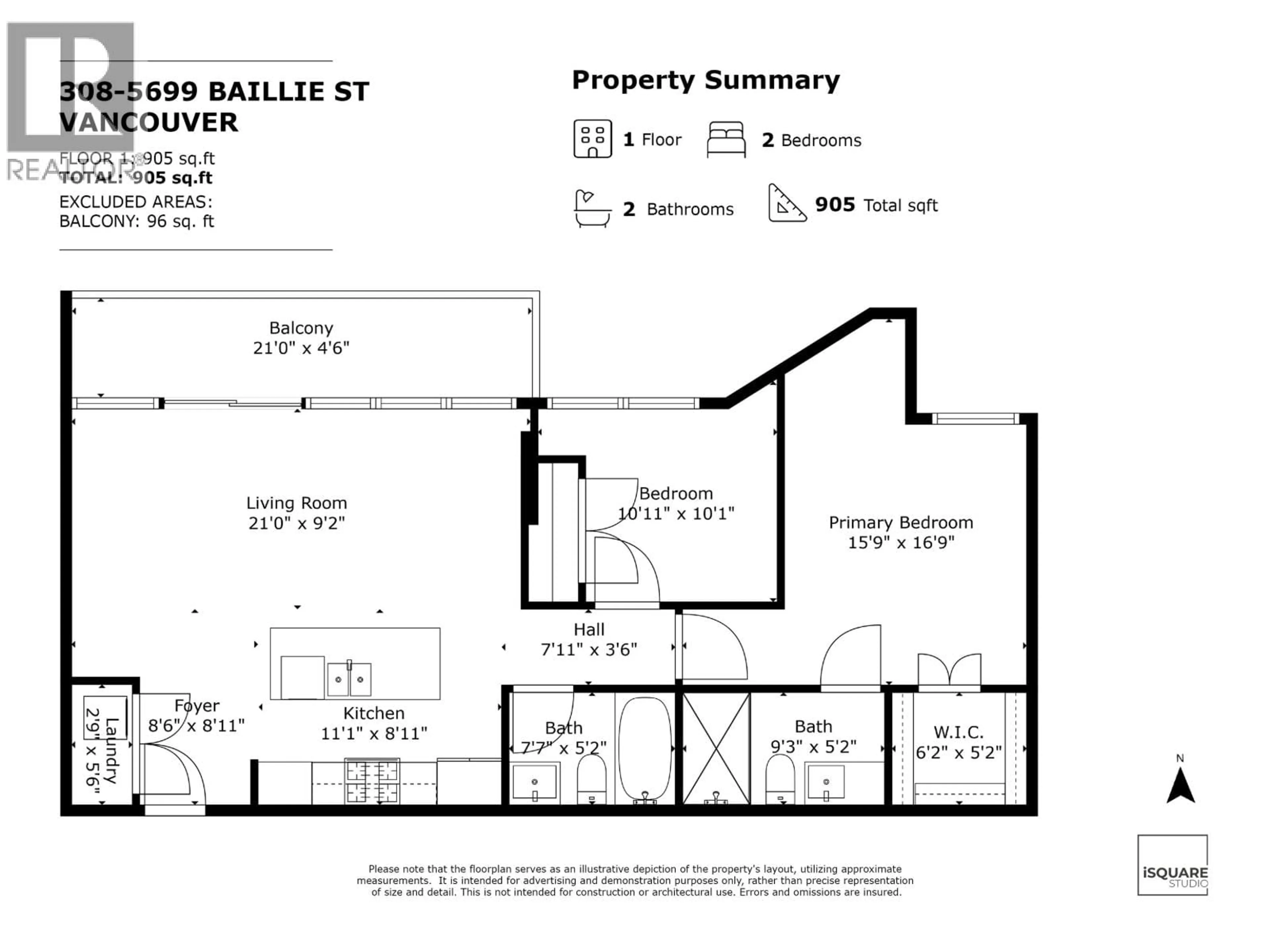Floor plan for 308 - 5699 BAILLIE STREET, Vancouver British Columbia V5Z3M7