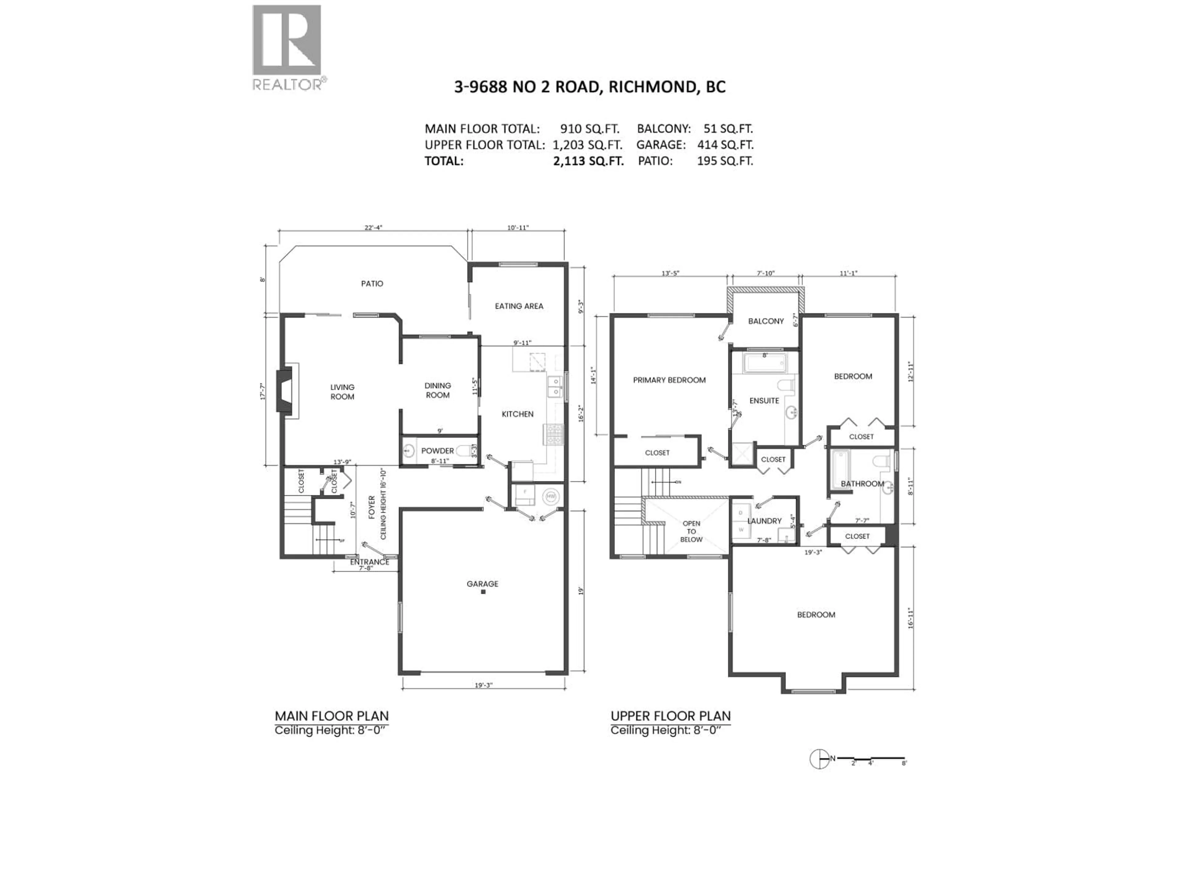 Floor plan for 3 - 9688 NO. 2 ROAD, Richmond British Columbia V7E2E1