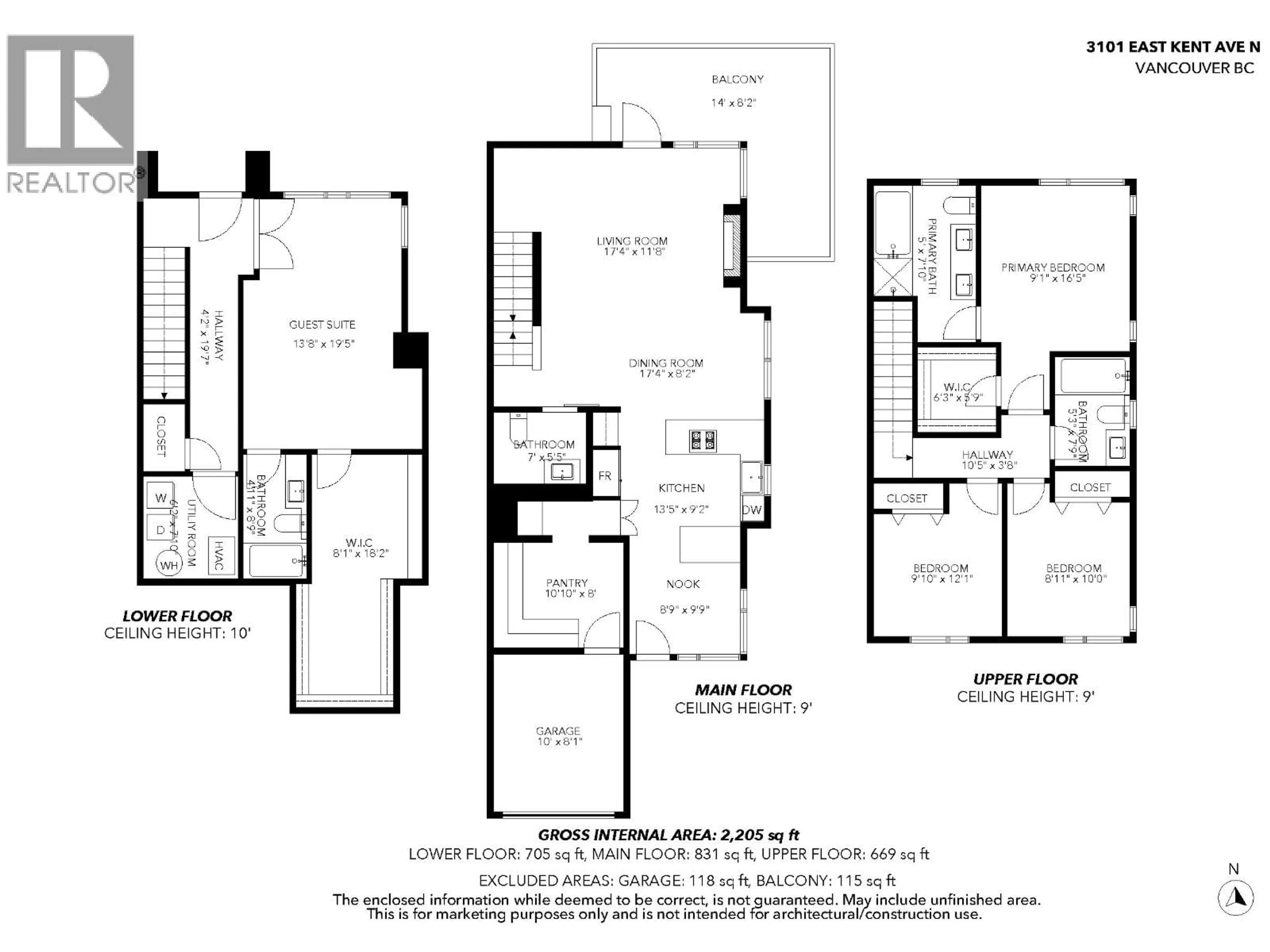 Floor plan for 3101 KENT AVENUE NORTH, Vancouver British Columbia V5S4Y1