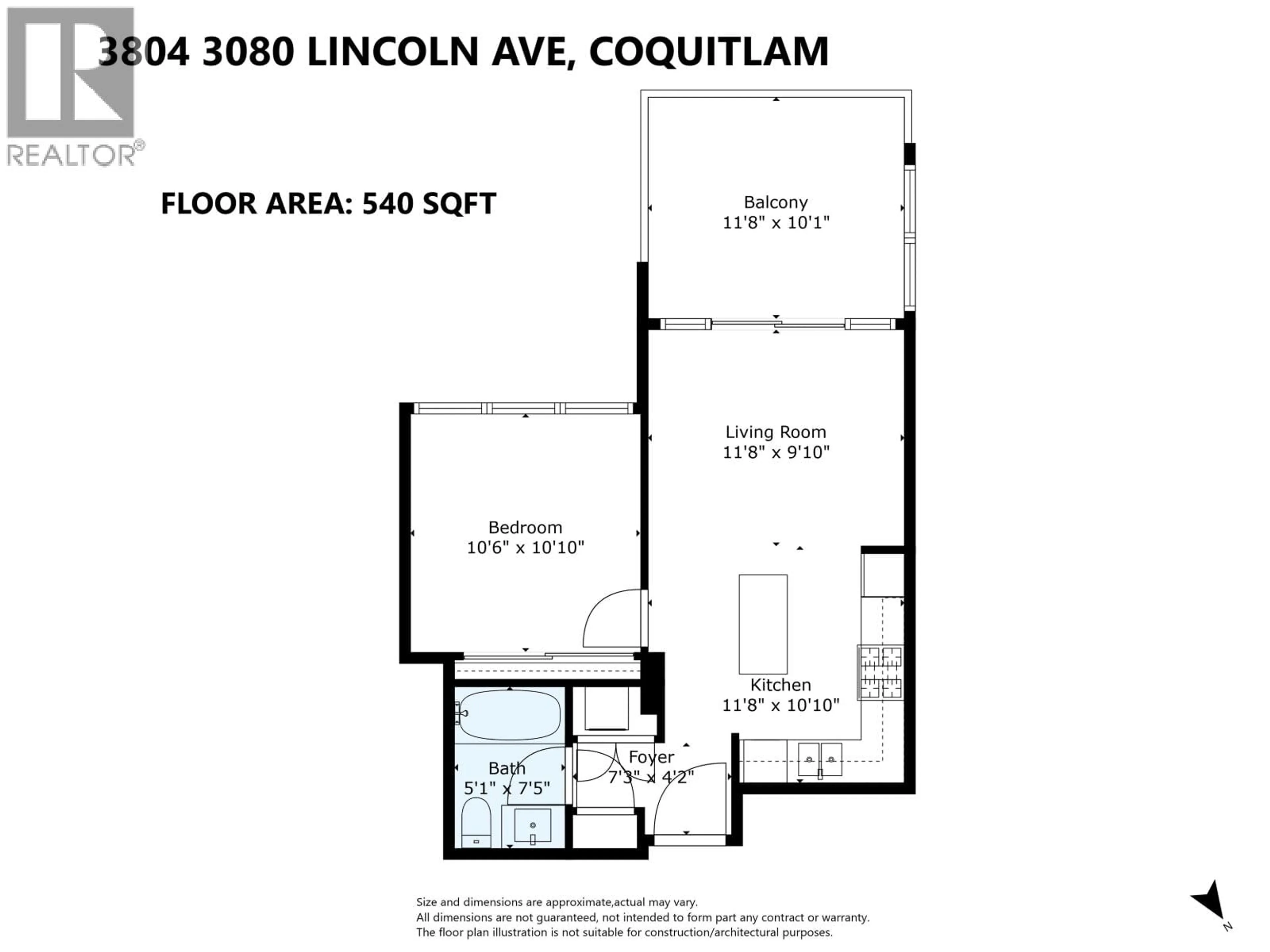Floor plan for 3804 - 3080 LINCOLN AVENUE, Coquitlam British Columbia V3B0L9