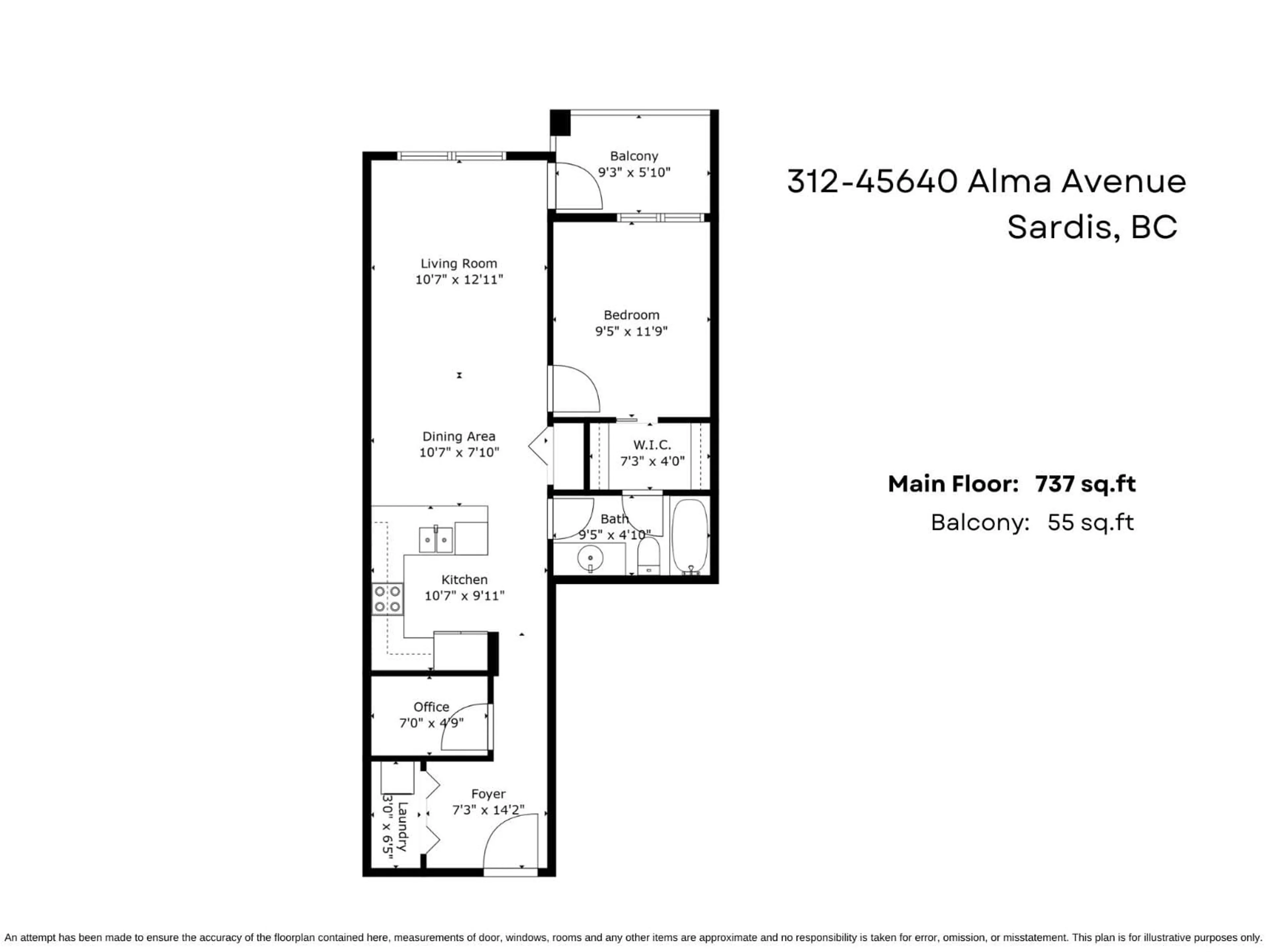 Floor plan for 312 - 45640 ALMA AVENUE, Chilliwack British Columbia V2R0P8