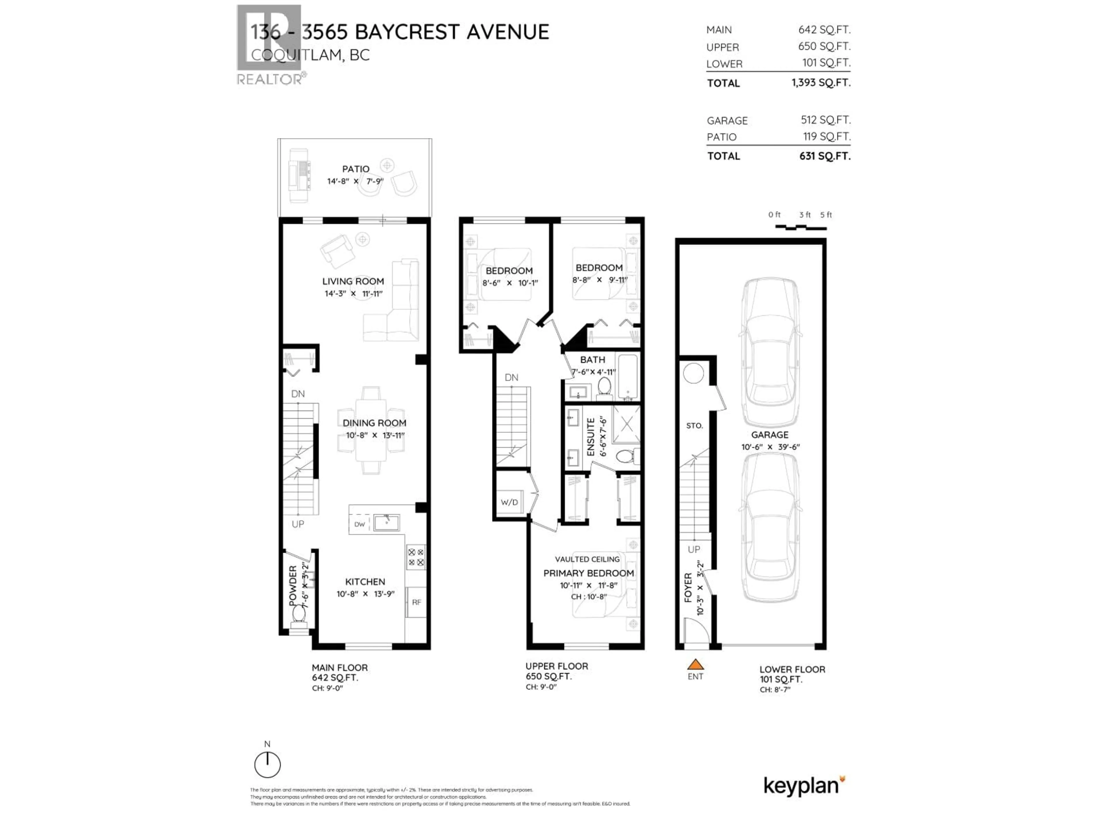 Floor plan for 136 - 3565 BAYCREST AVENUE, Coquitlam British Columbia V3B2W7