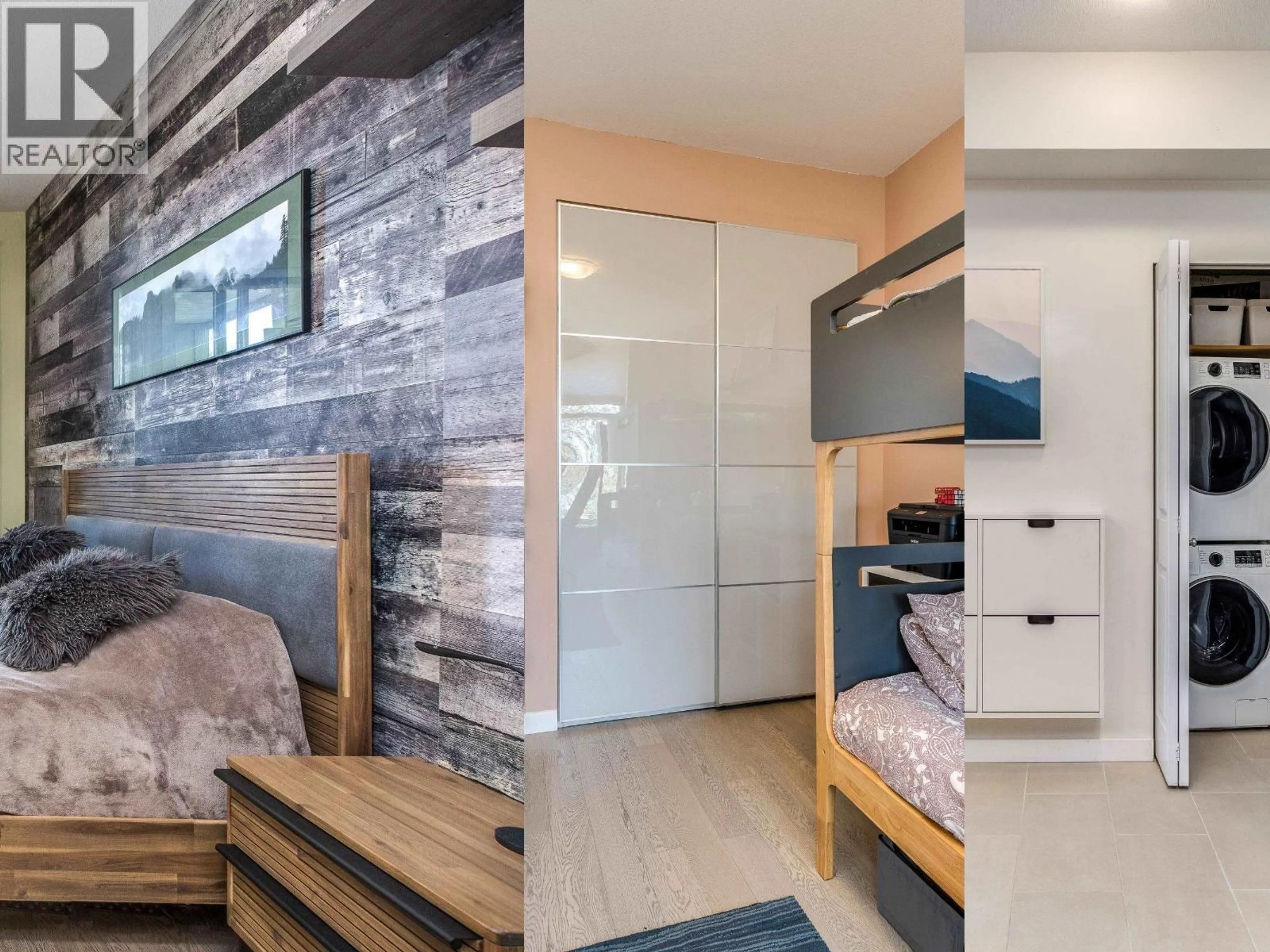 Bedroom with bed, wood/laminate floor for 305 - 245 ROSS DRIVE, New Westminster British Columbia V3L0C6