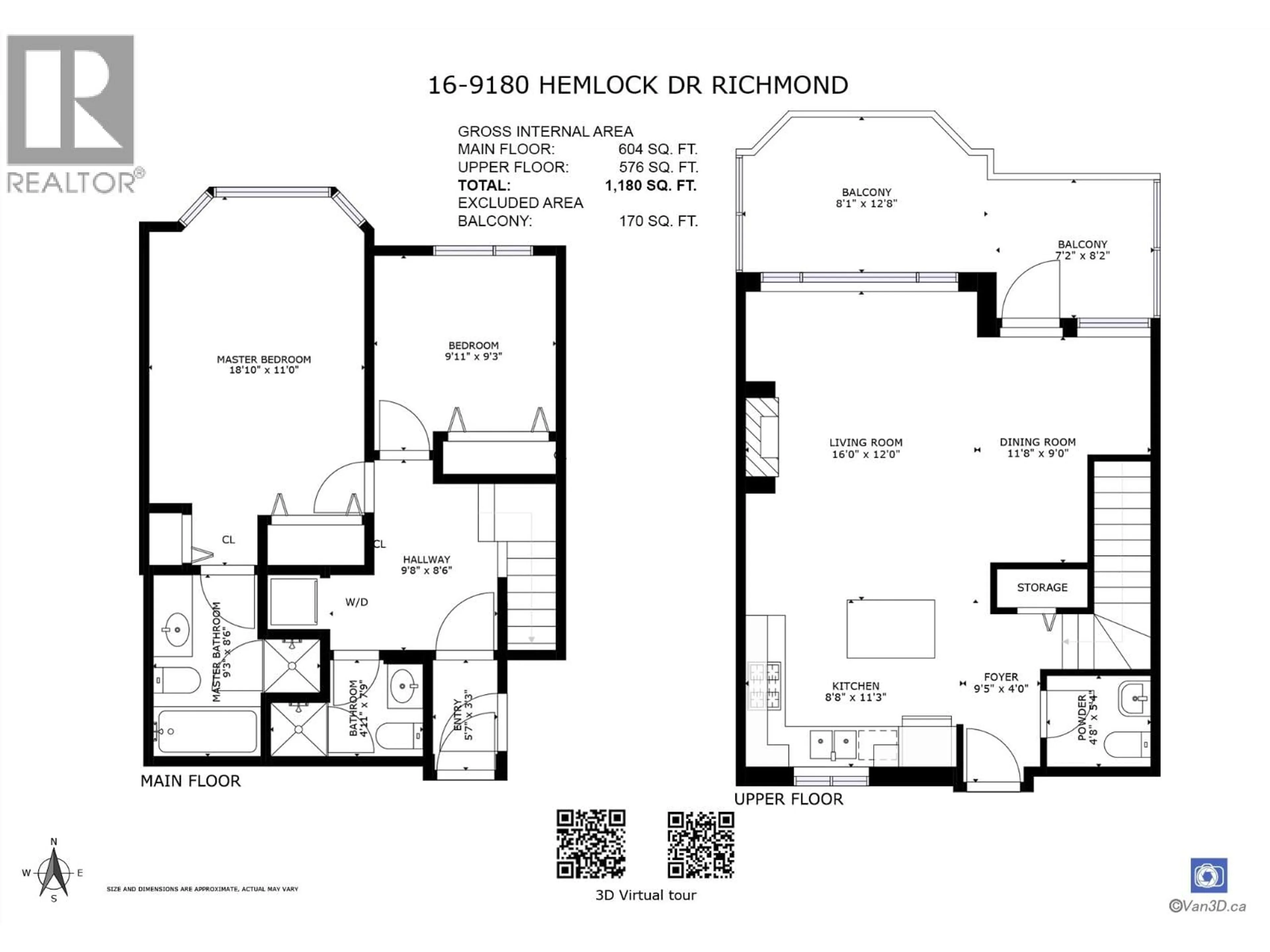 Floor plan for 16 - 9180 HEMLOCK DRIVE, Richmond British Columbia V6Y4J5