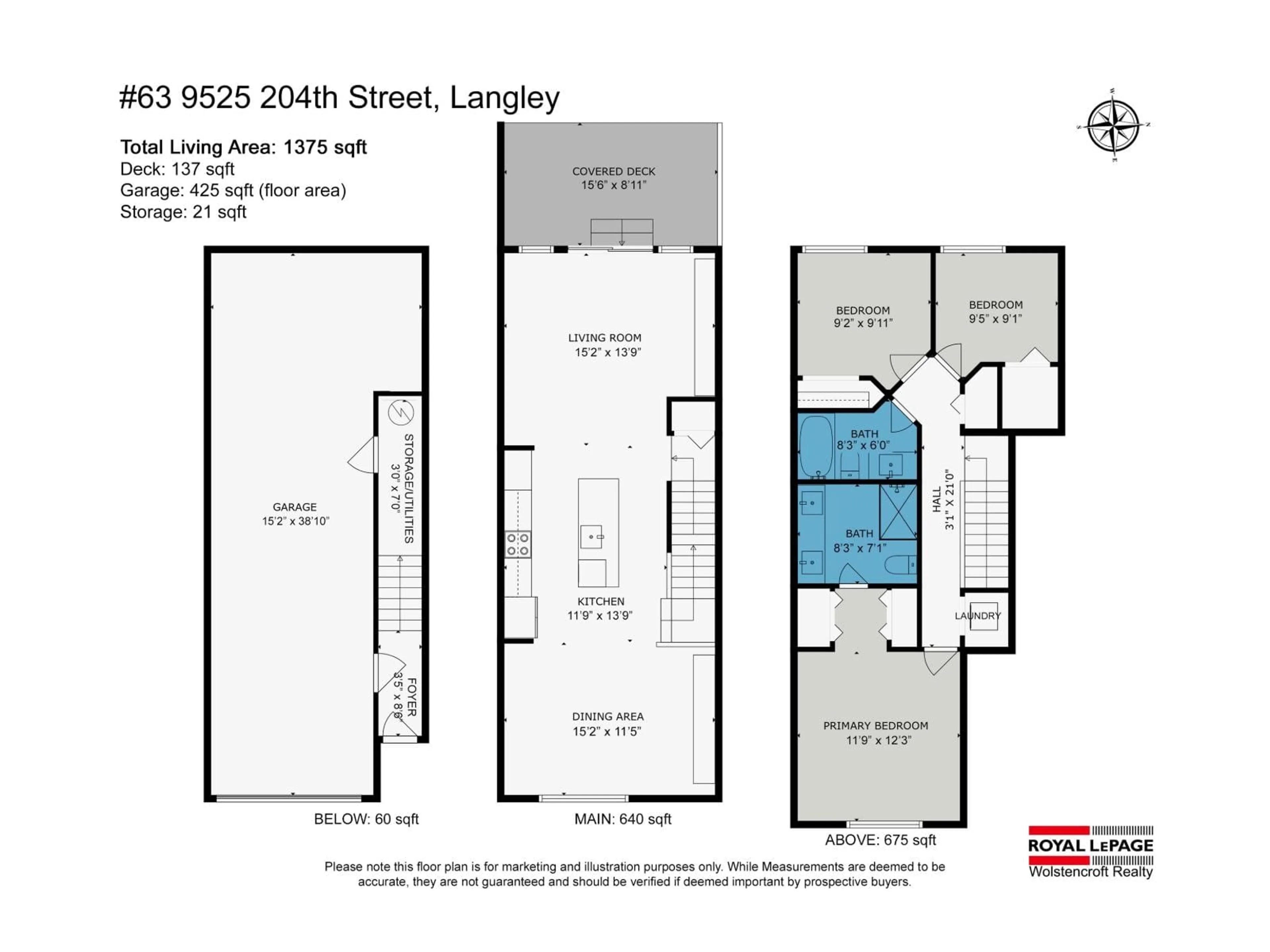 Floor plan for 63 - 9525 204, Langley British Columbia V1M0B9
