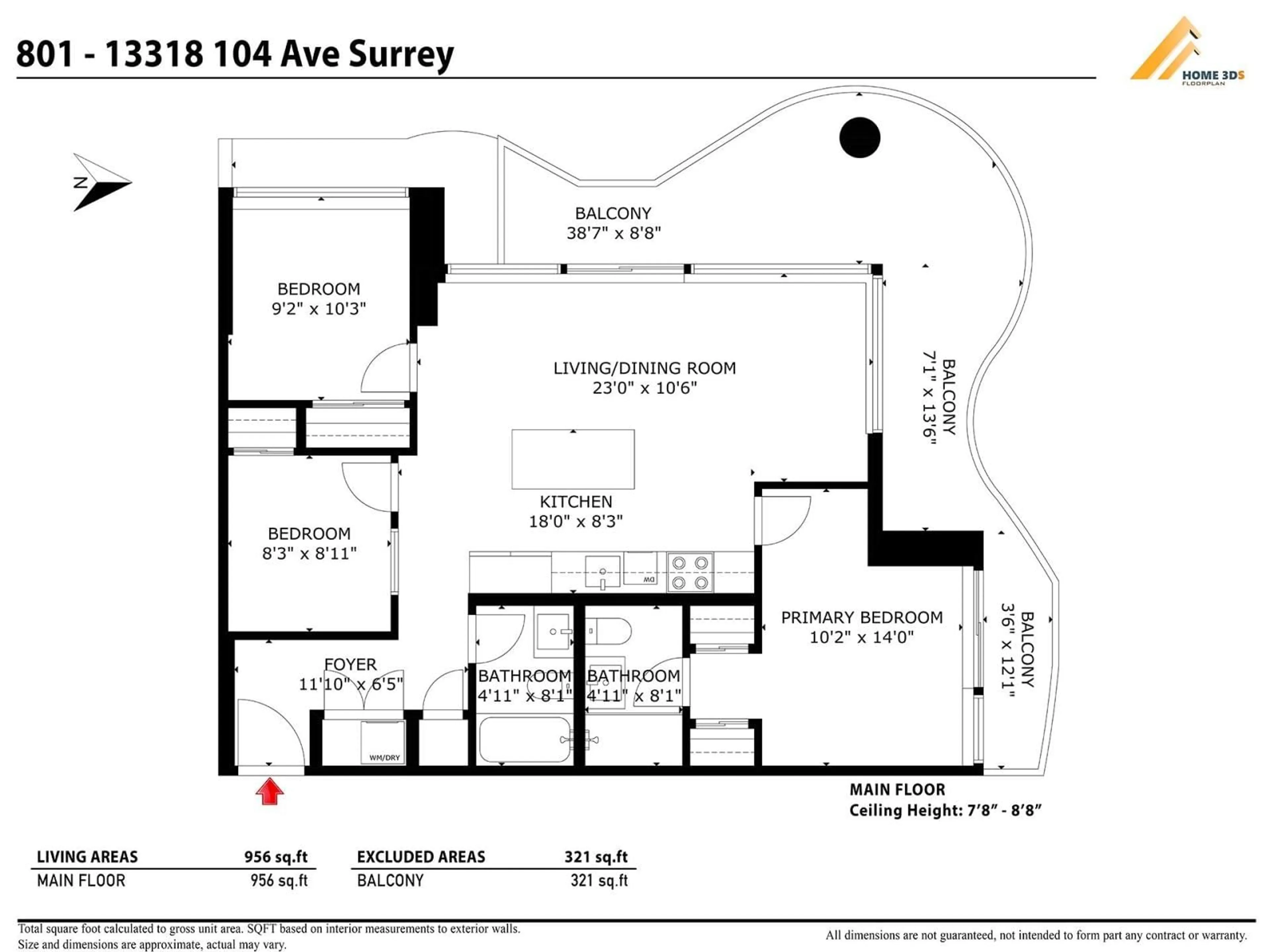 Floor plan for 801 - 13318 104, Surrey British Columbia V3T0R2