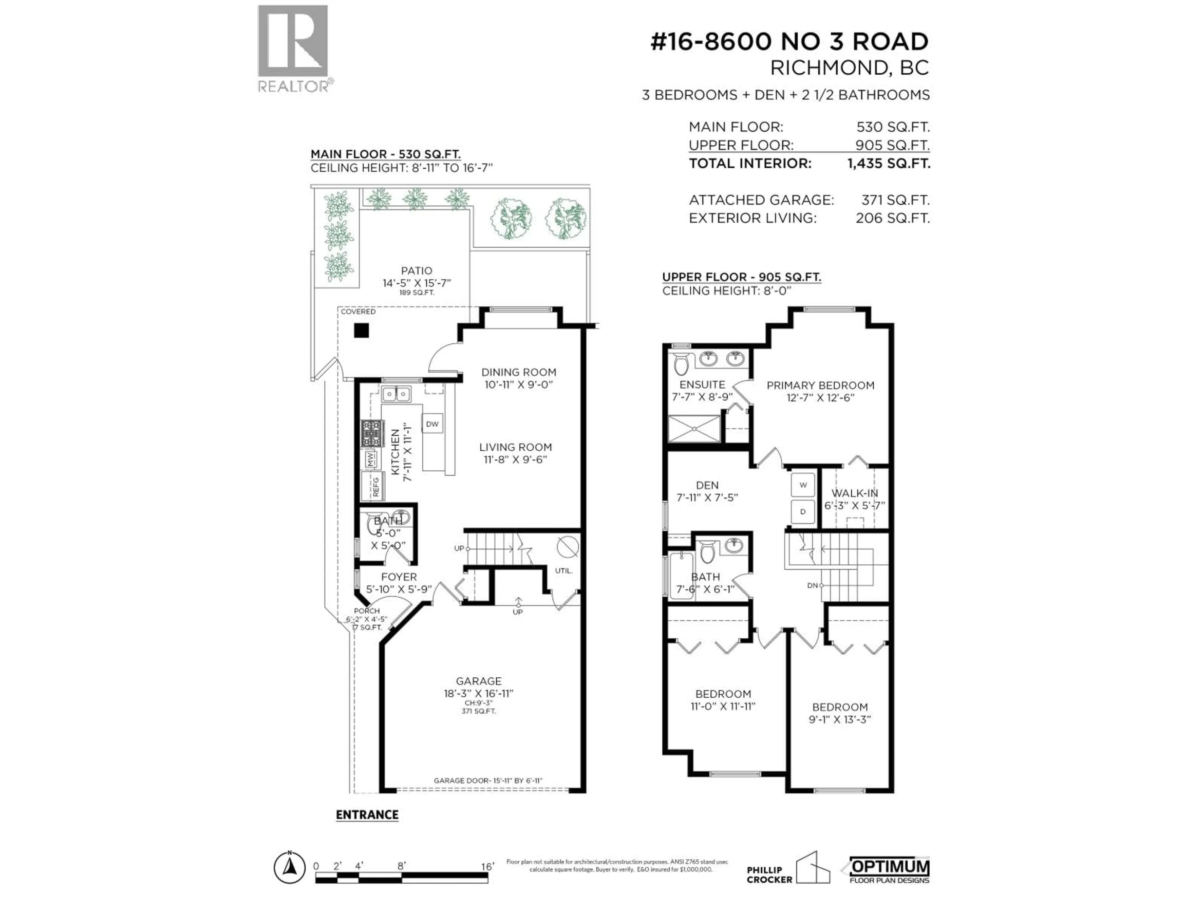Floor plan for 16 - 8600 NO. 3 ROAD, Richmond British Columbia V6Y2E8