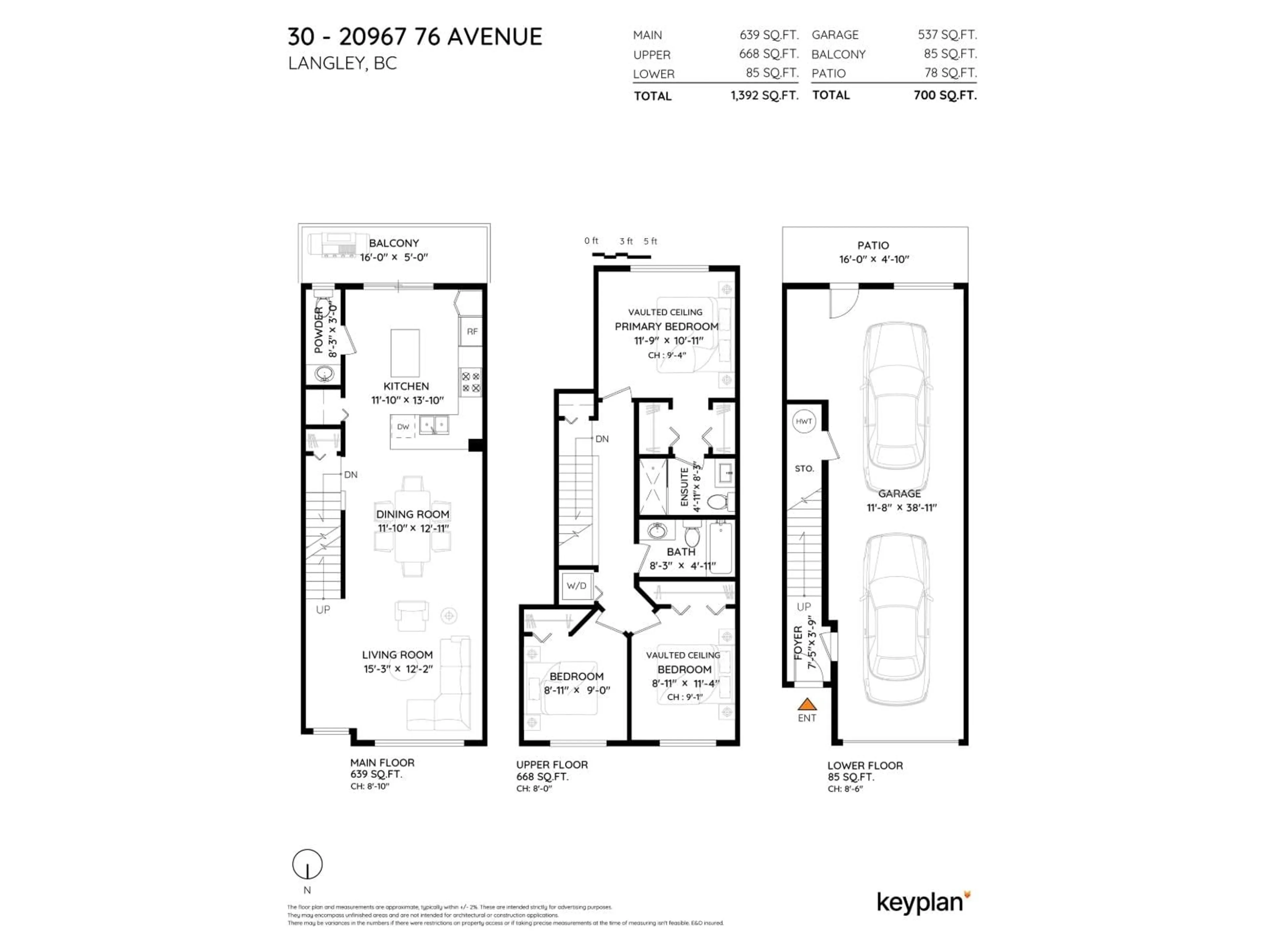 Floor plan for 30 - 20967 76, Langley British Columbia V2Y0L9