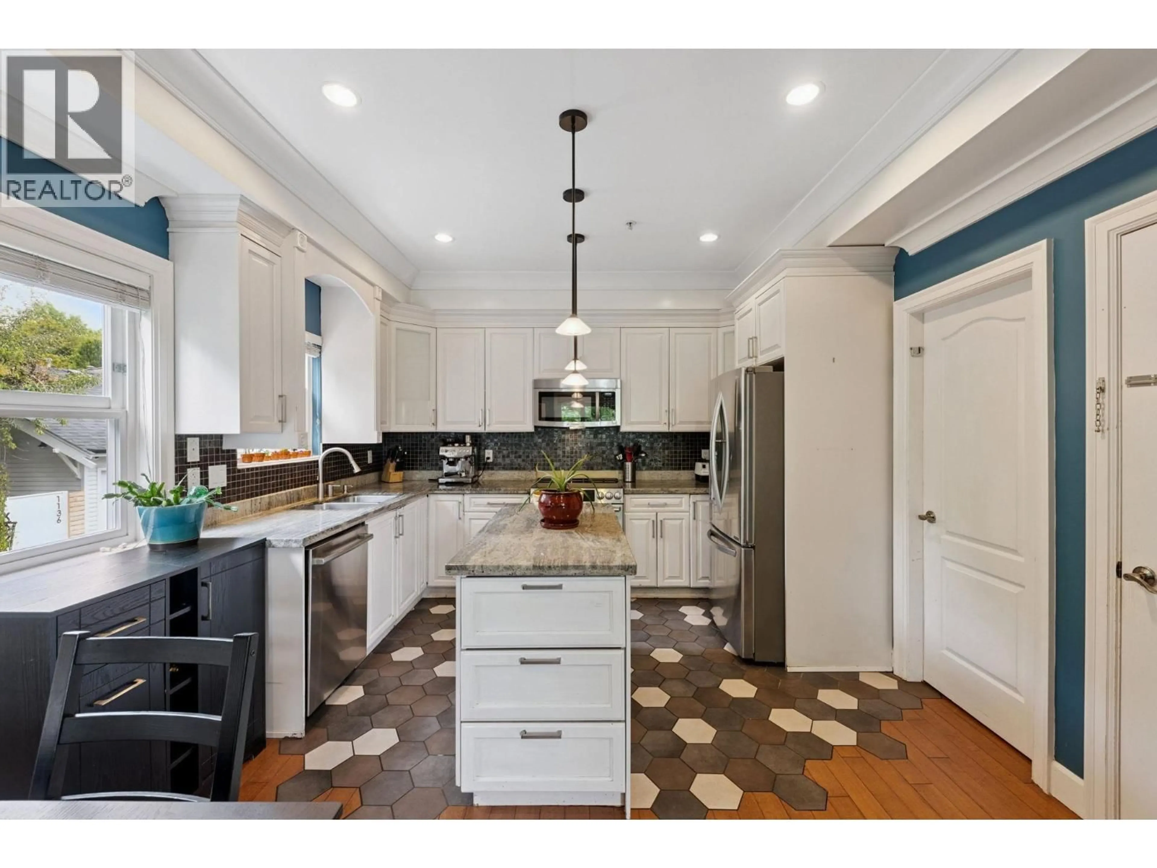 Contemporary kitchen, ceramic/tile floor for 4222 GLEN DRIVE, Vancouver British Columbia V5V4T5