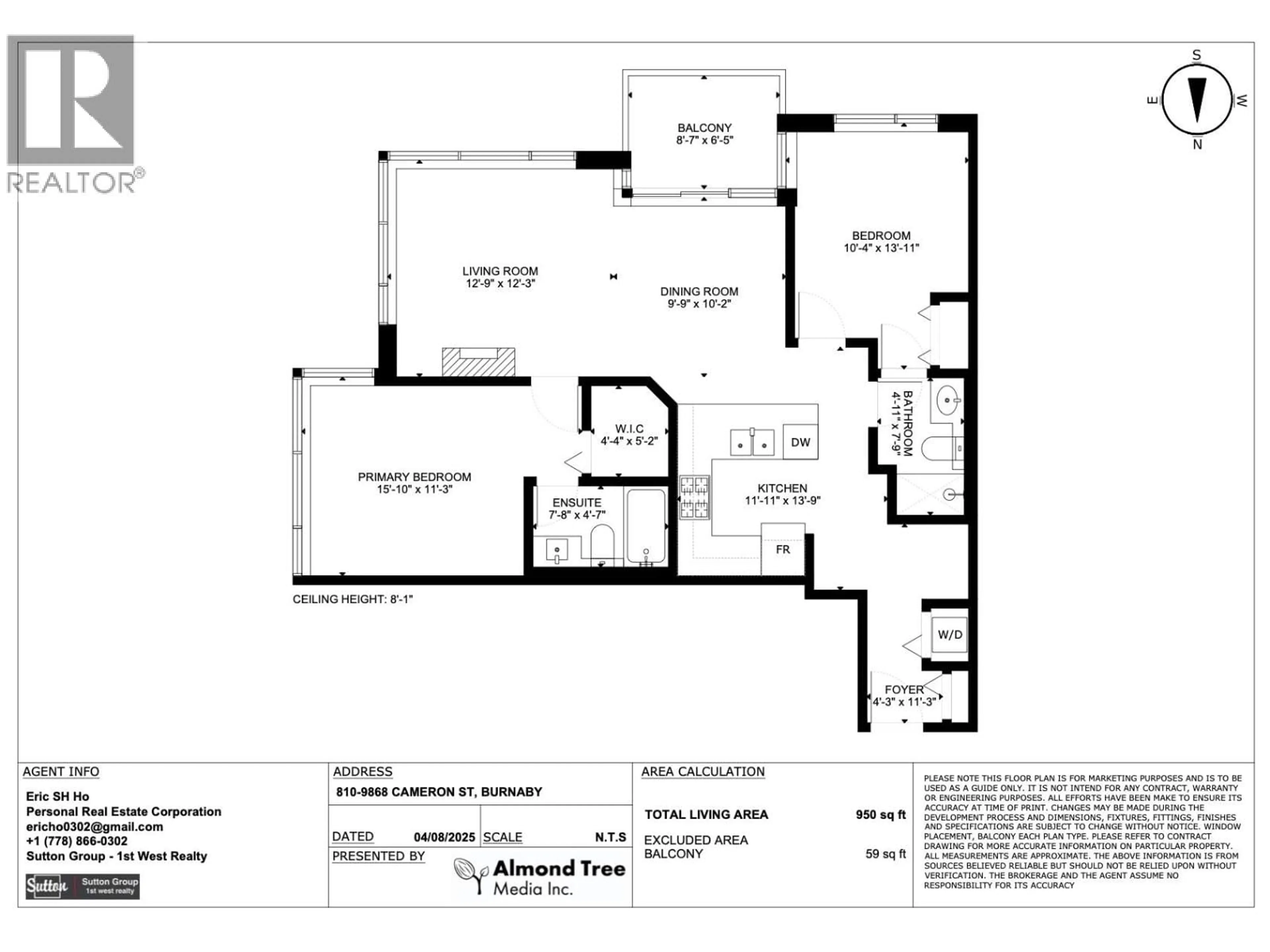 Floor plan for 810 - 9868 CAMERON STREET, Burnaby British Columbia V3J0A5