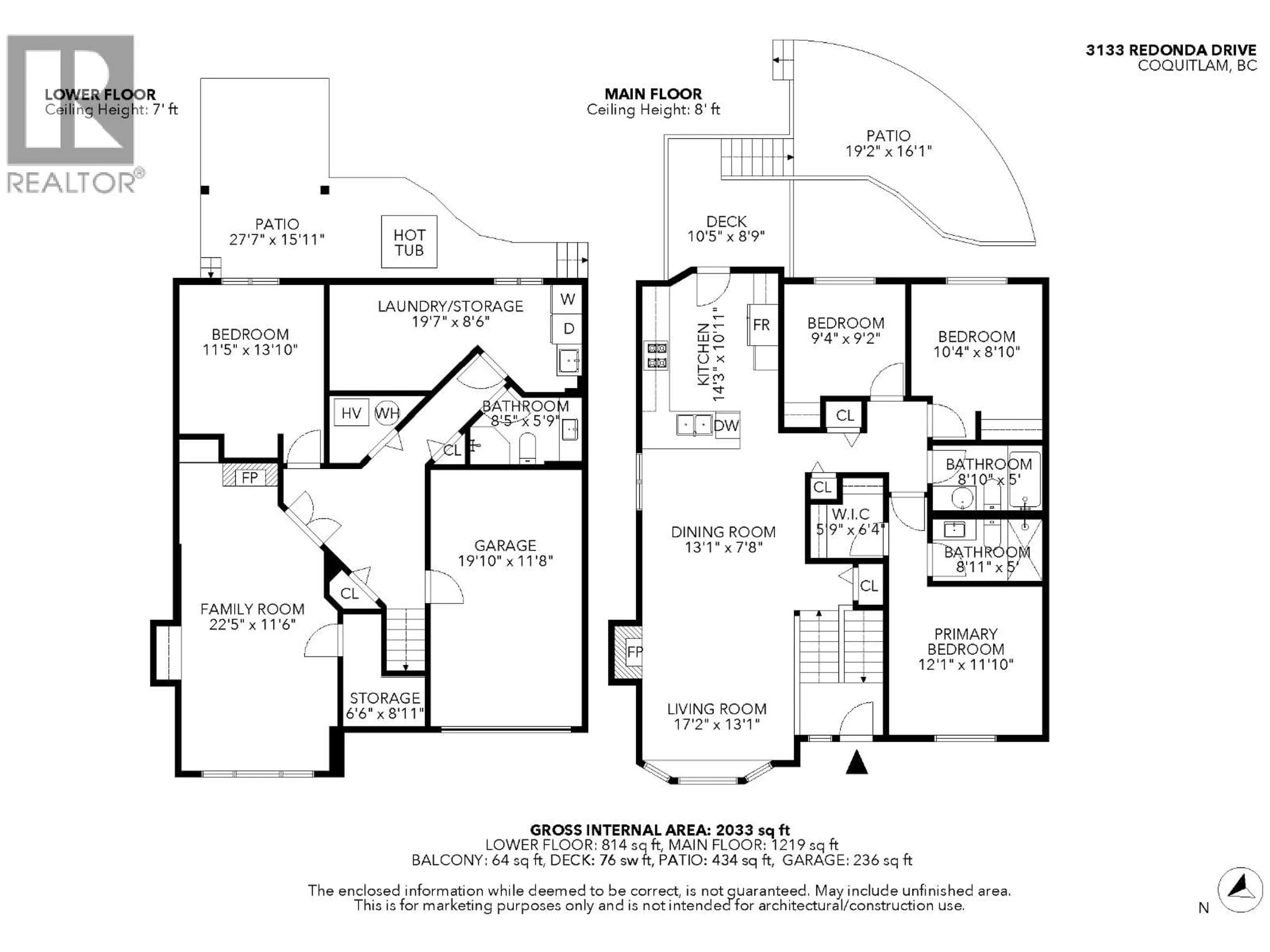 Floor plan for 3133 REDONDA DRIVE, Coquitlam British Columbia V3E2A3