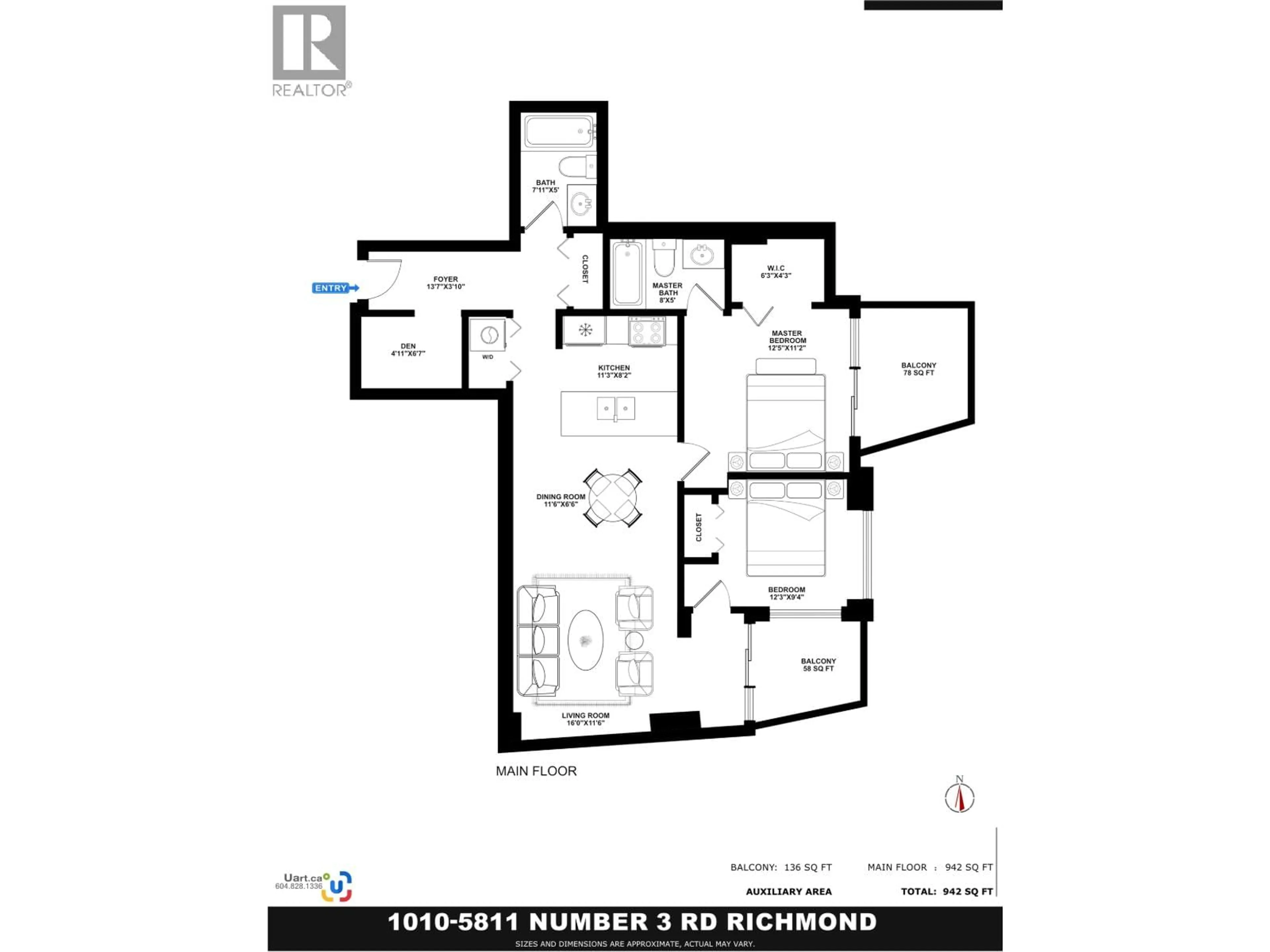 Floor plan for 1010 - 5811 NO. 3 ROAD, Richmond British Columbia V6X4L4