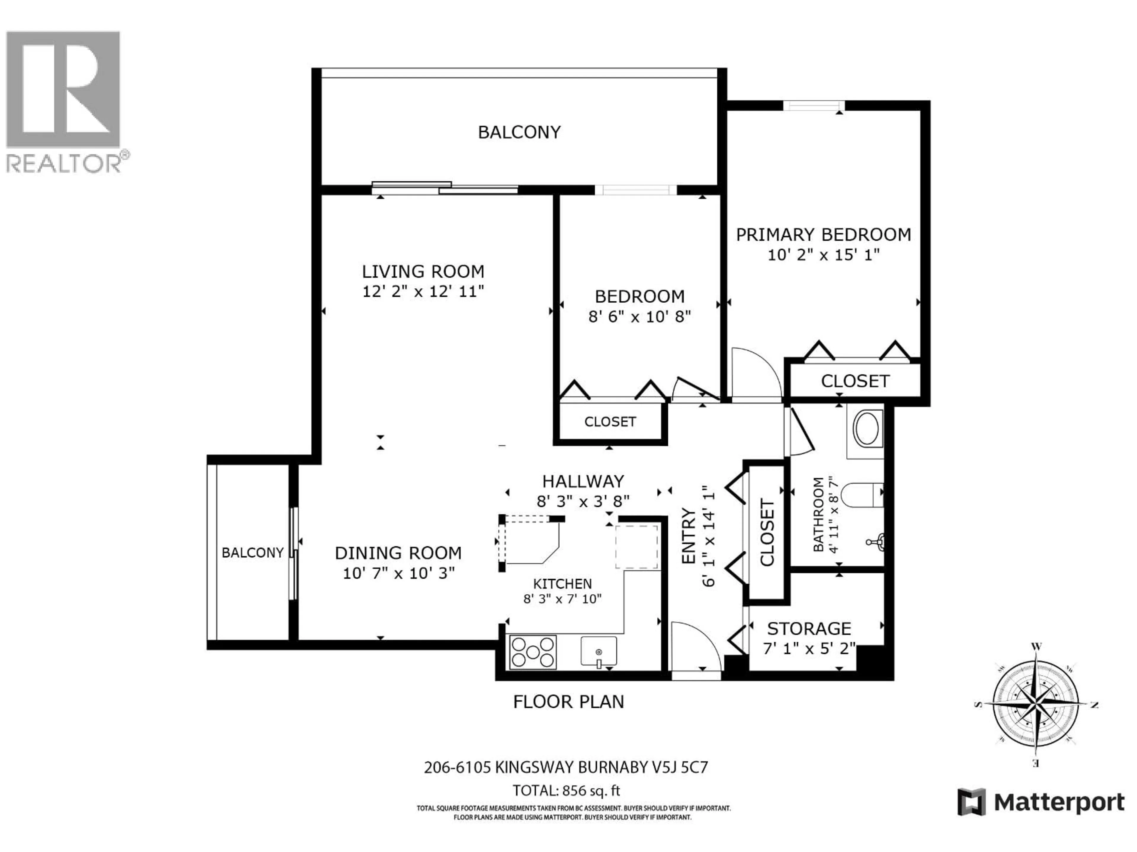 Floor plan for 206 - 6105 KINGSWAY, Burnaby British Columbia V5J5C7