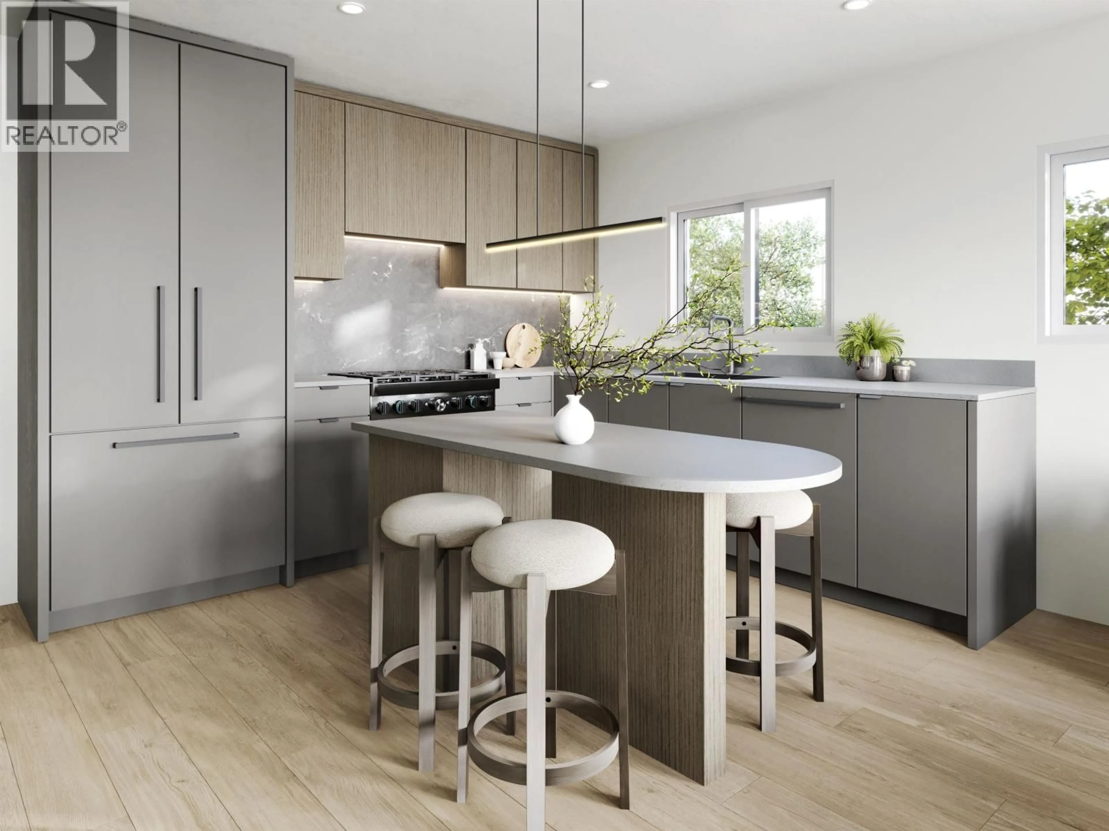 Contemporary kitchen, wood/laminate floor for 101 - 2329 34 AVENUE, Vancouver British Columbia V5R2S6