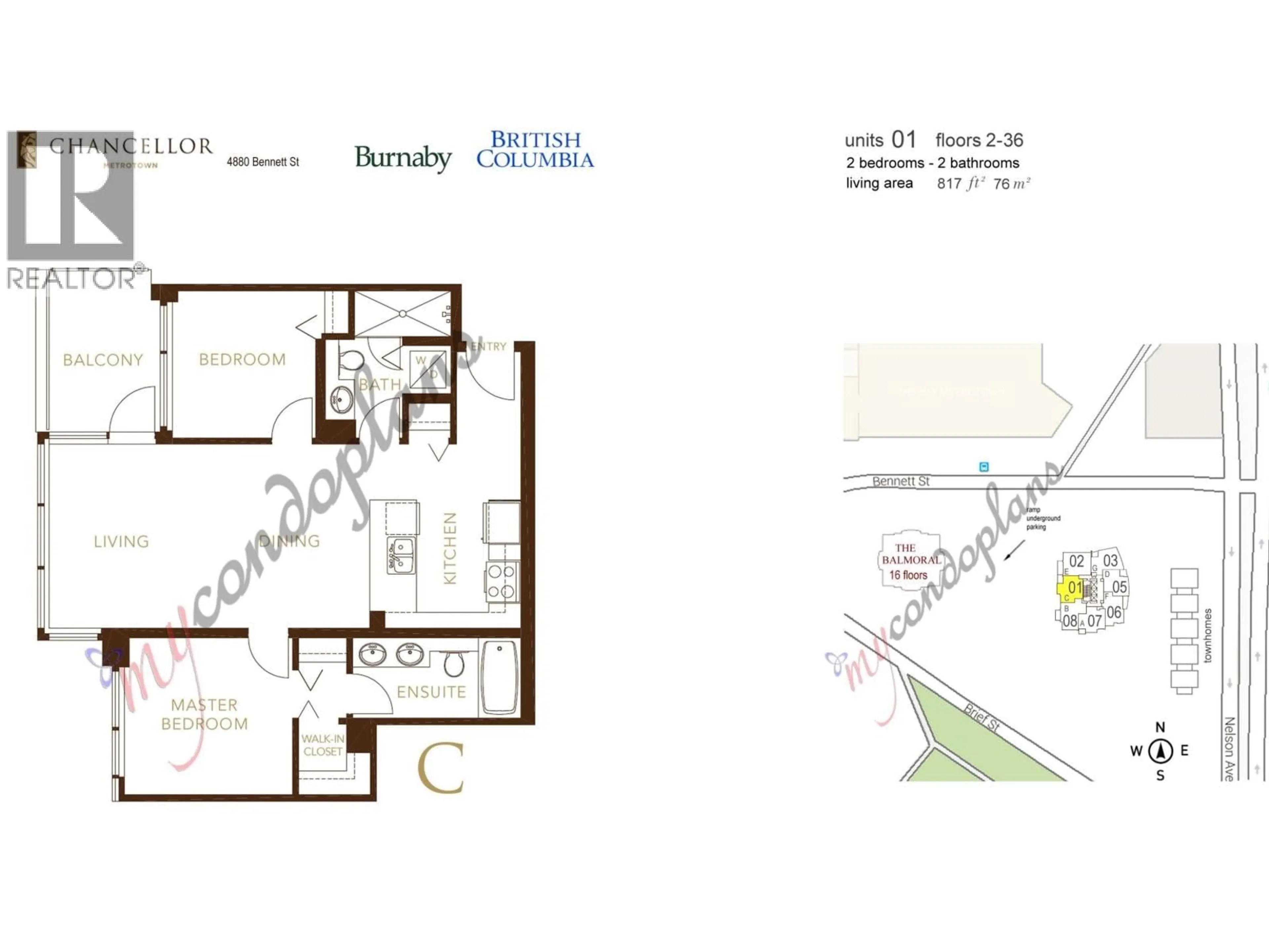 Floor plan for 1001 - 4880 BENNETT STREET, Burnaby British Columbia V5H0C1