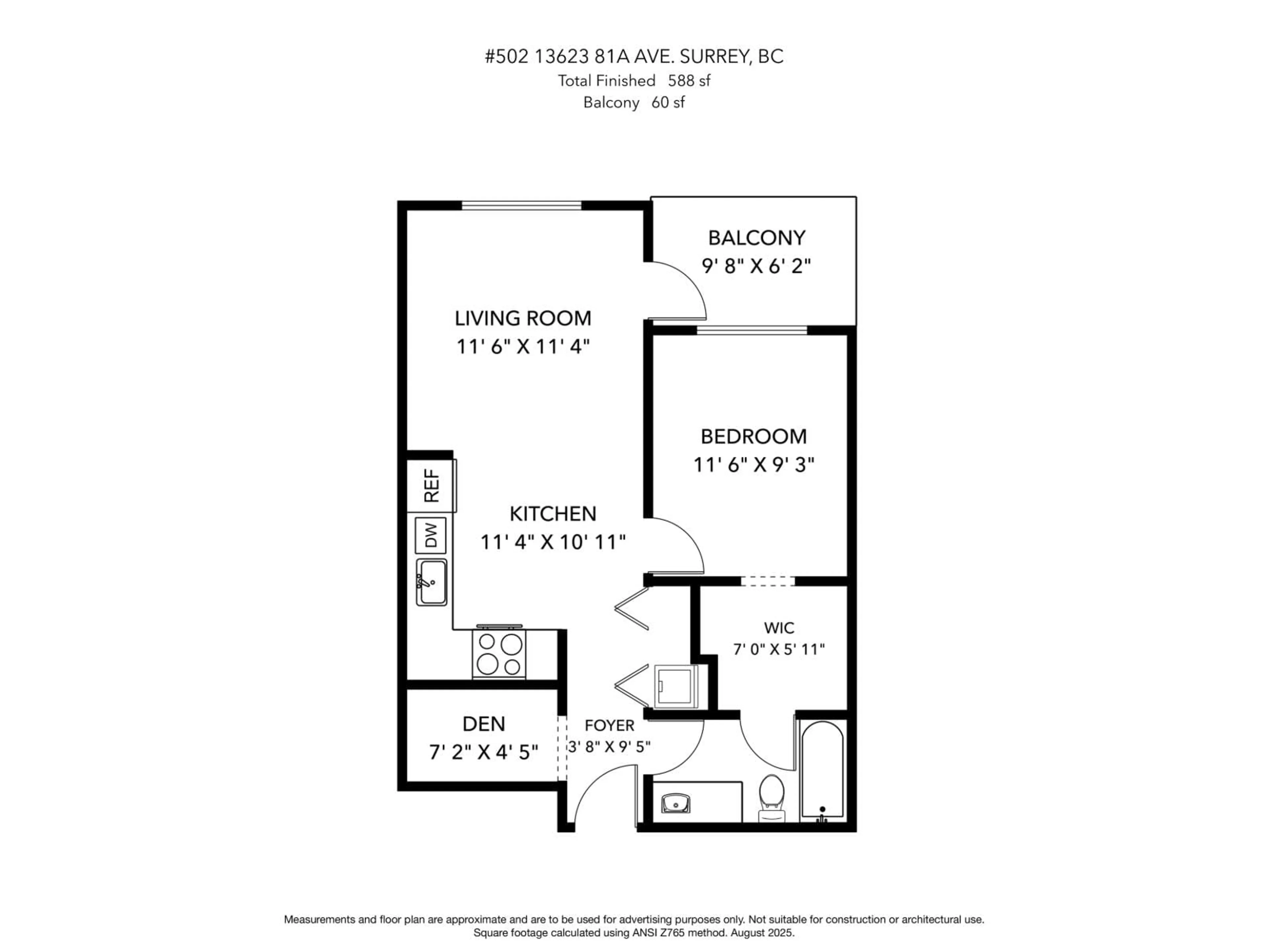 Floor plan for 502 - 13623 81A, Surrey British Columbia V3W3N7