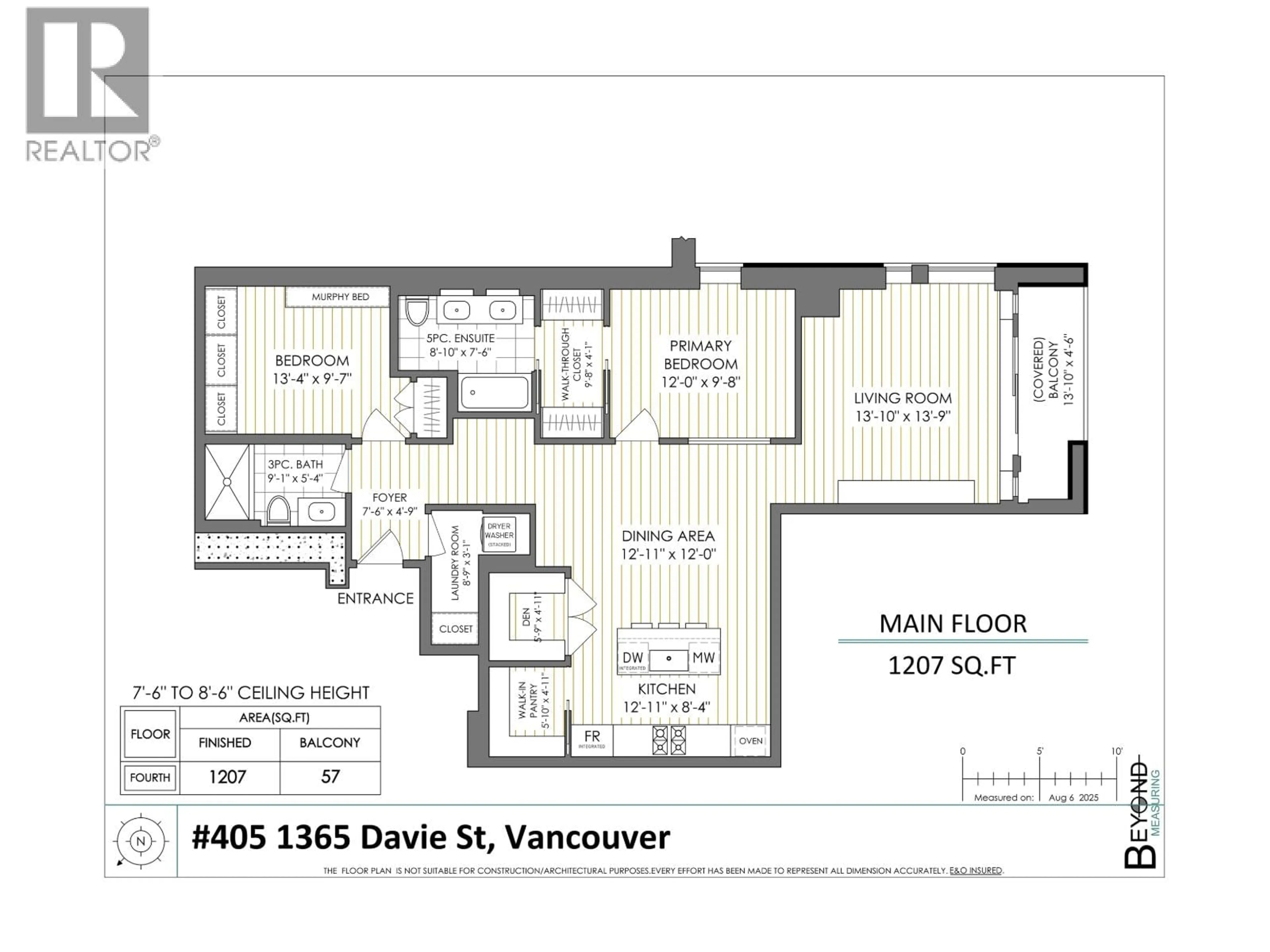 Floor plan for 405 - 1365 DAVIE STREET, Vancouver British Columbia V6E1N5