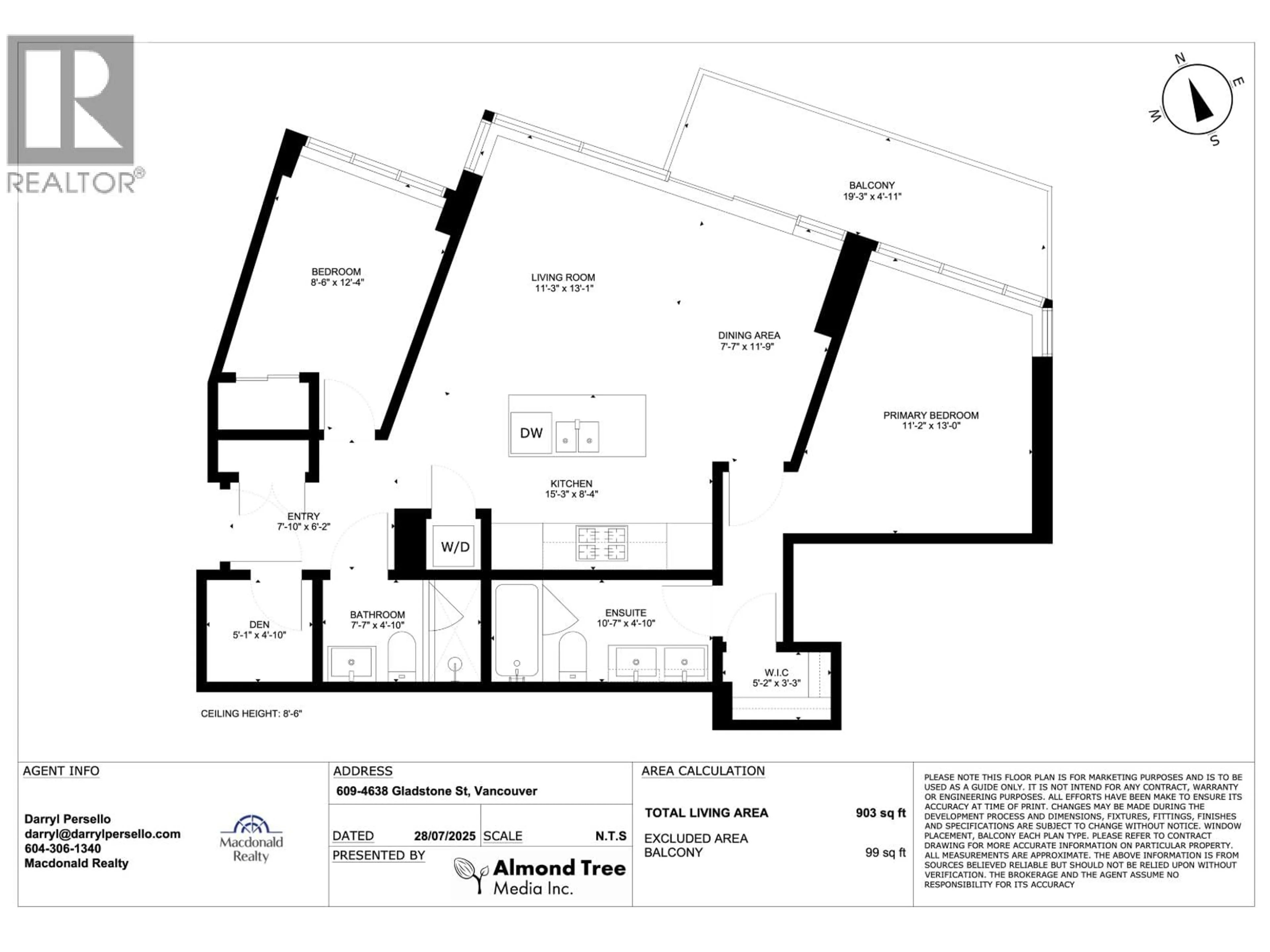 Floor plan for 609 - 4638 GLADSTONE STREET, Vancouver British Columbia V5N0G5