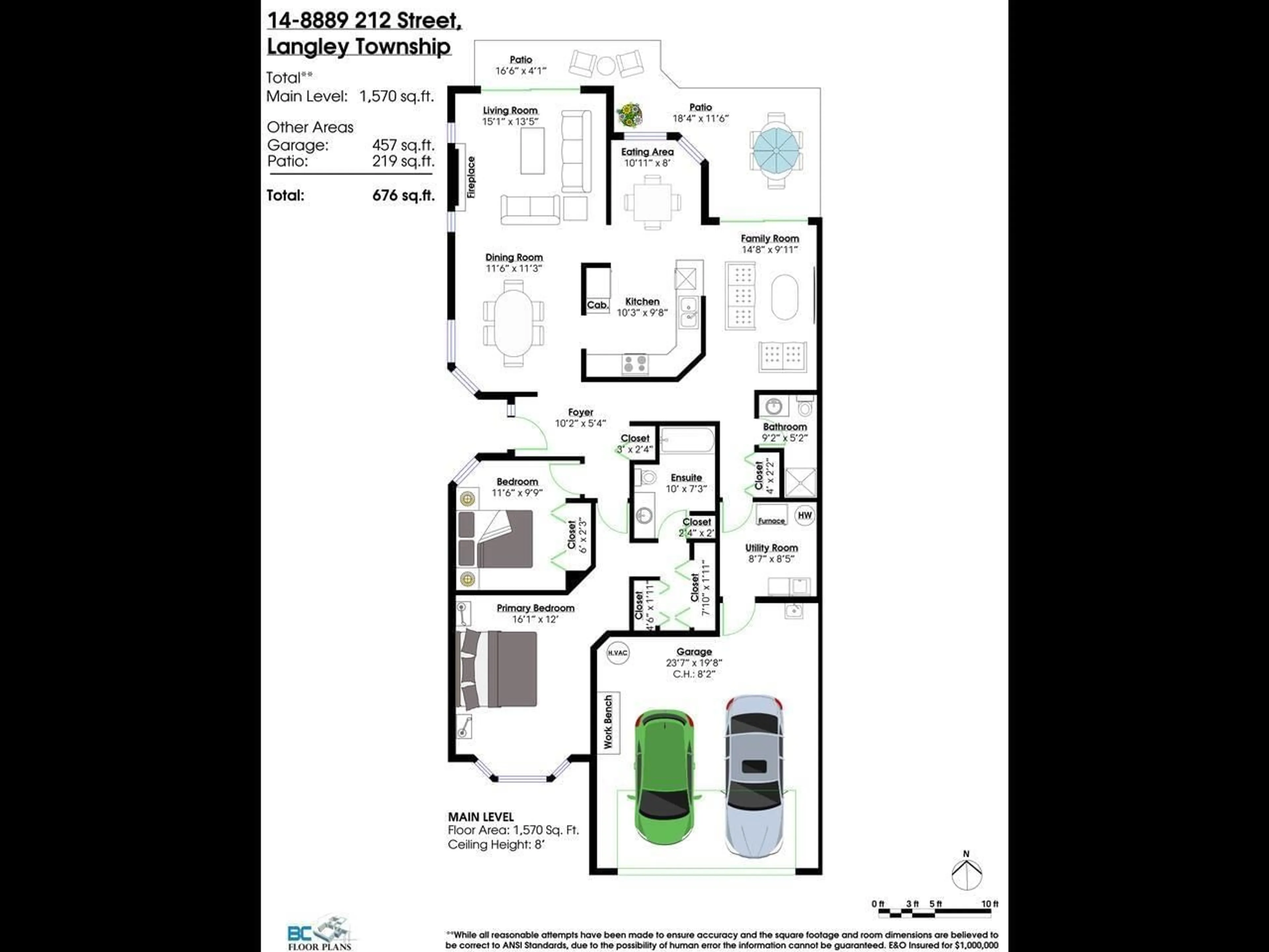 Floor plan for 14 - 8889 212, Langley British Columbia V1M2E8