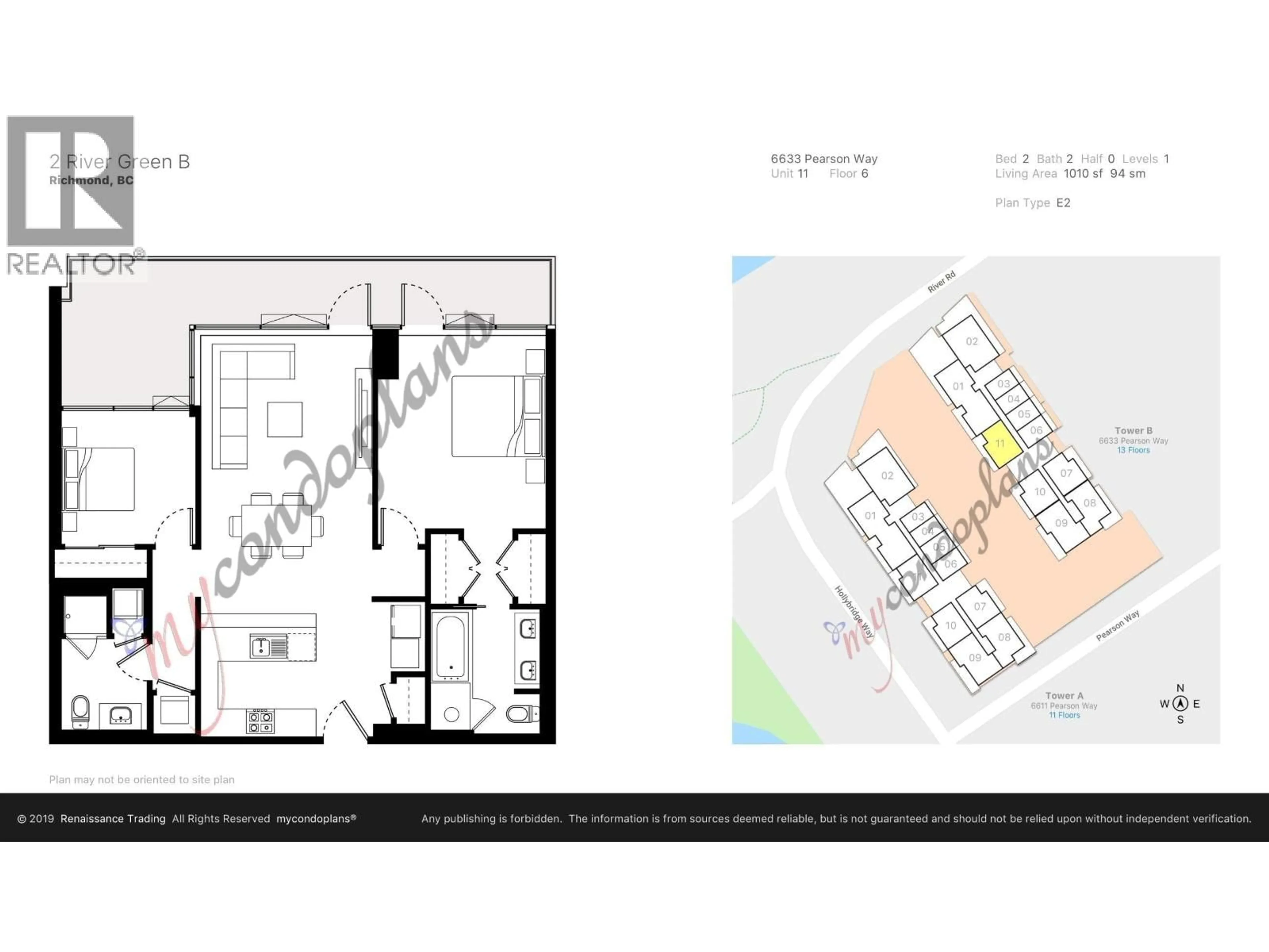 Floor plan for 611 - 6633 PEARSON WAY, Richmond British Columbia V7C0C4