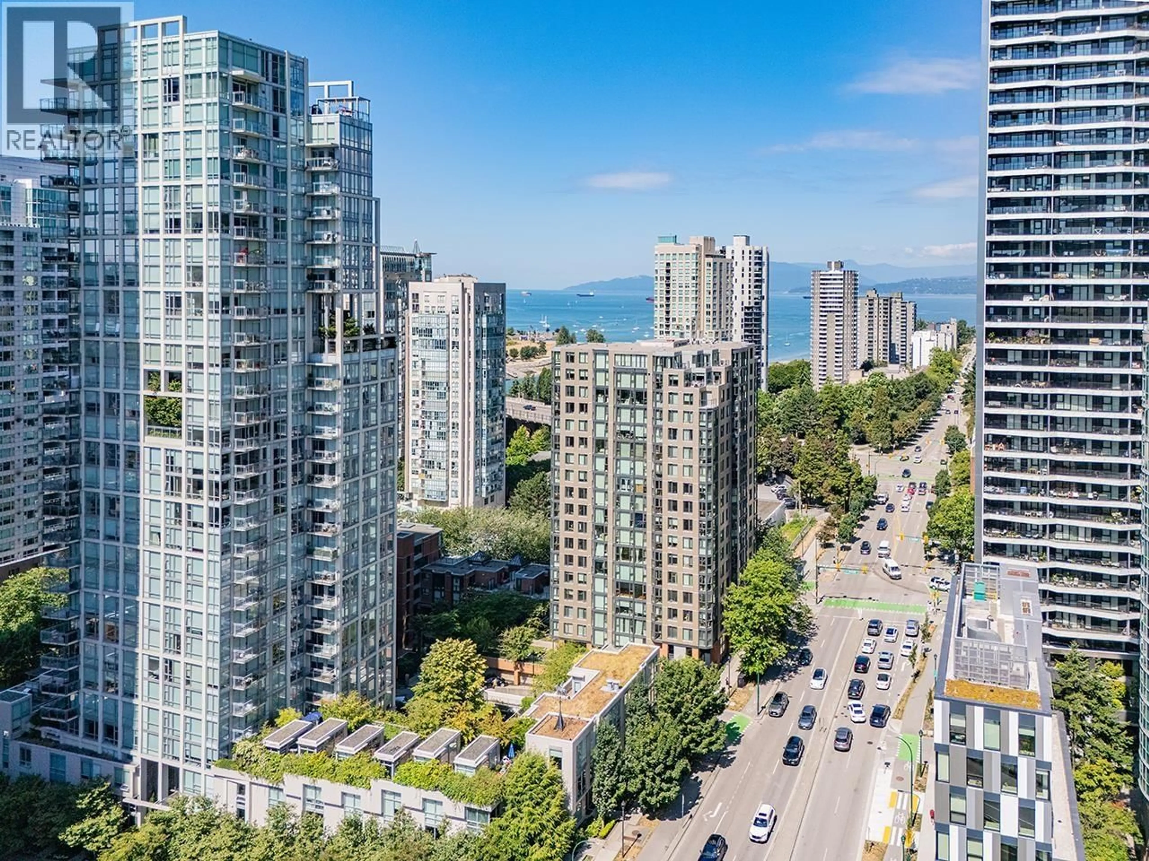 A pic from outside/outdoor area/front of a property/back of a property/a pic from drone, city buildings view from balcony for 605 - 888 PACIFIC STREET, Vancouver British Columbia V6Z2S6