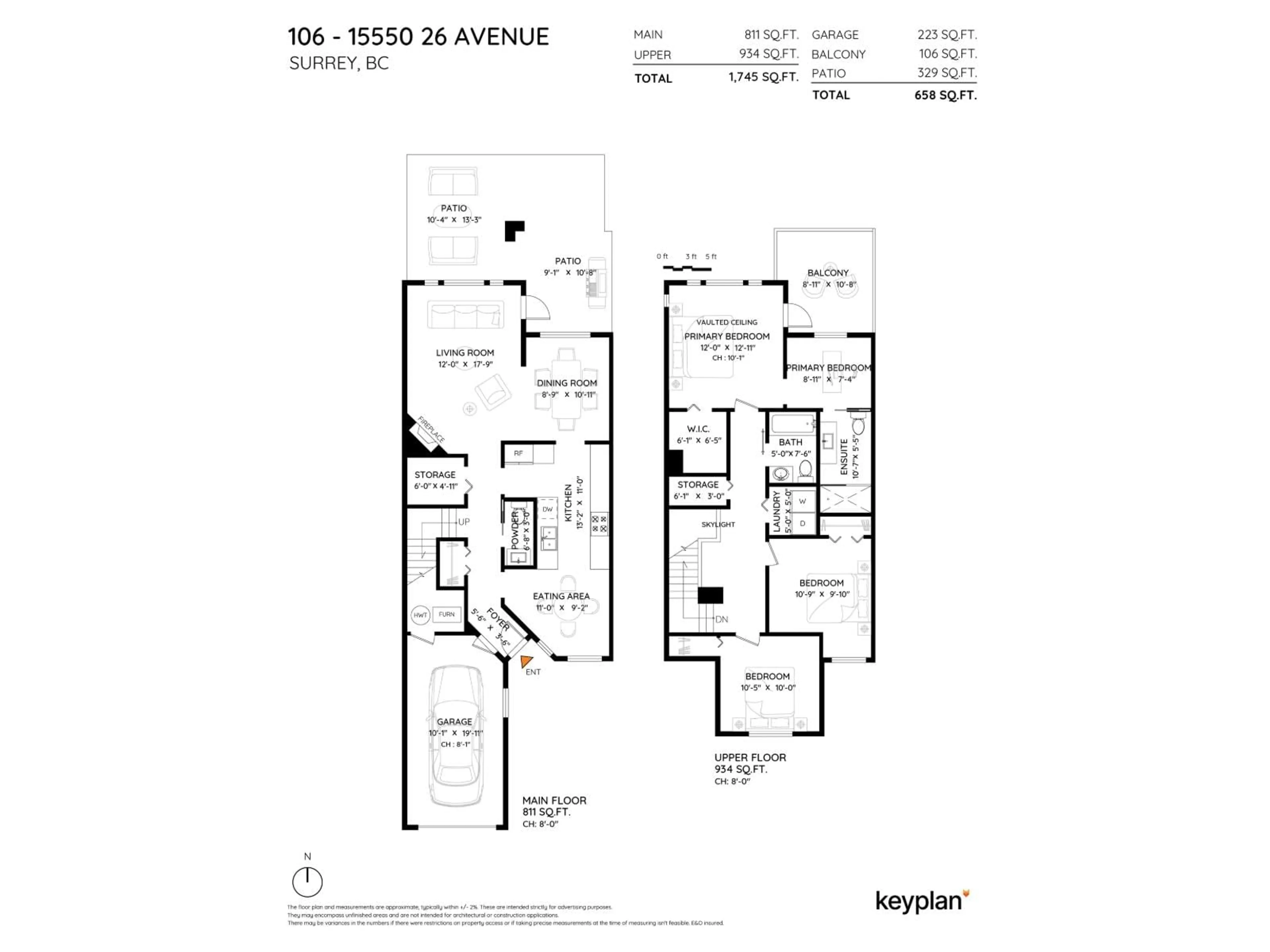Floor plan for 106 - 15550 26, Surrey British Columbia V4P1C6