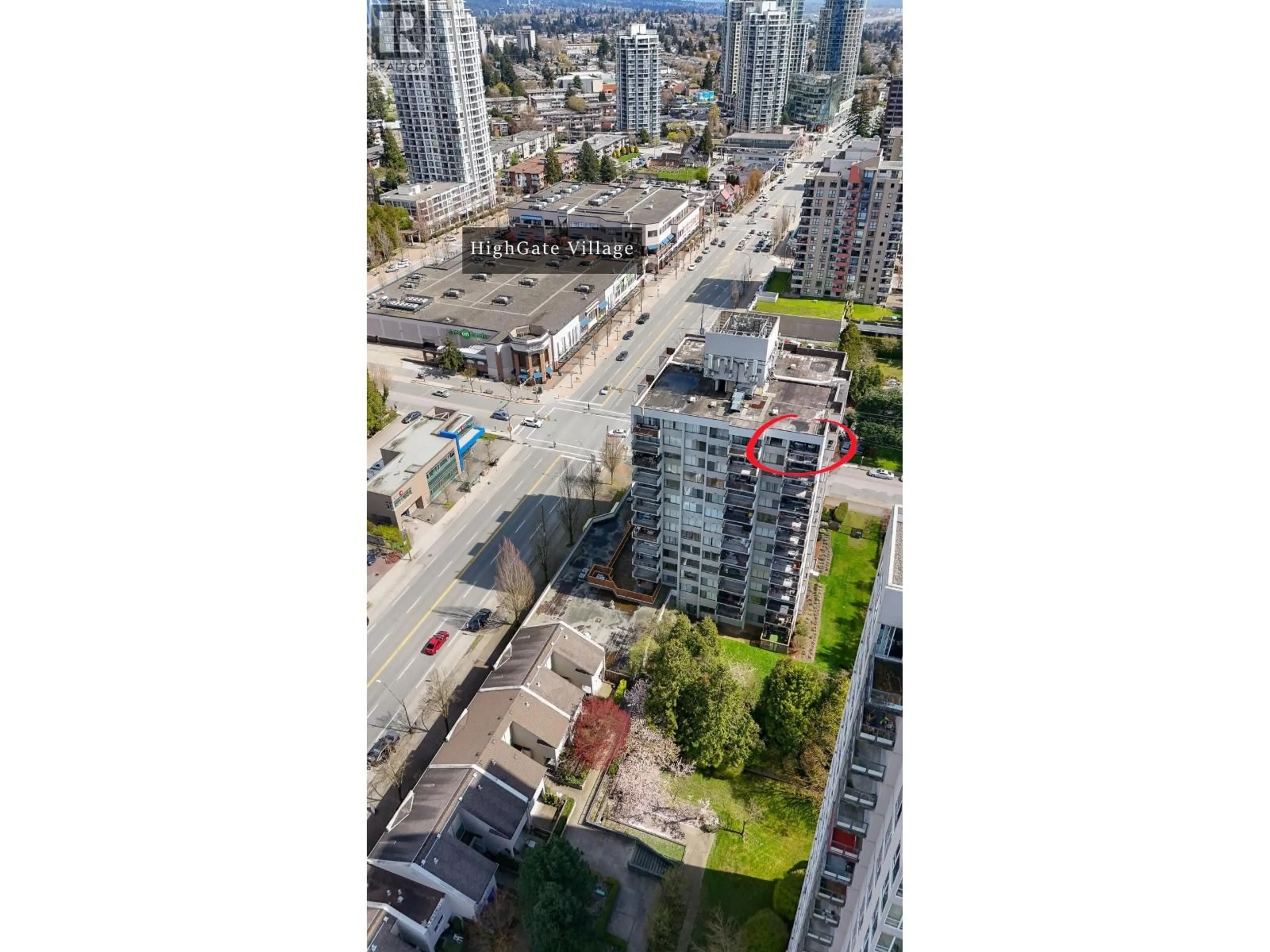 A pic from outside/outdoor area/front of a property/back of a property/a pic from drone, city buildings view from balcony for 1404 - 7235 SALISBURY AVENUE, Burnaby British Columbia V5E4E6