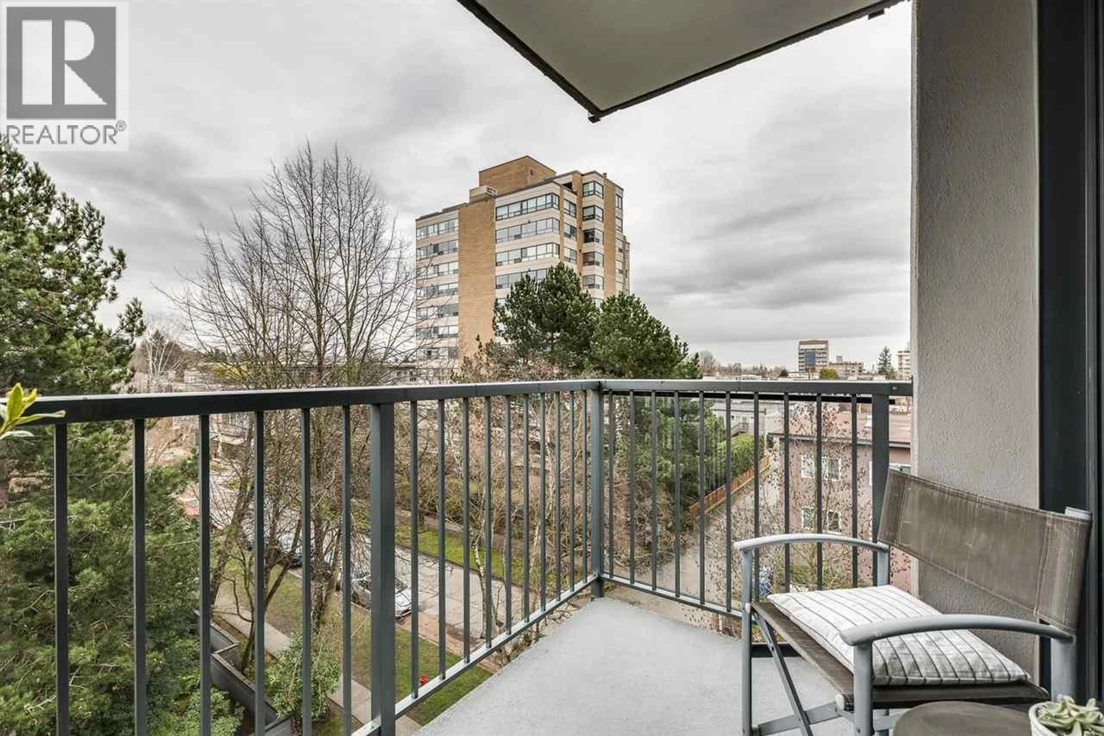 Balcony in the apartment, city buildings view from balcony for 504 - 2165 40TH AVENUE, Vancouver British Columbia V6M1W4