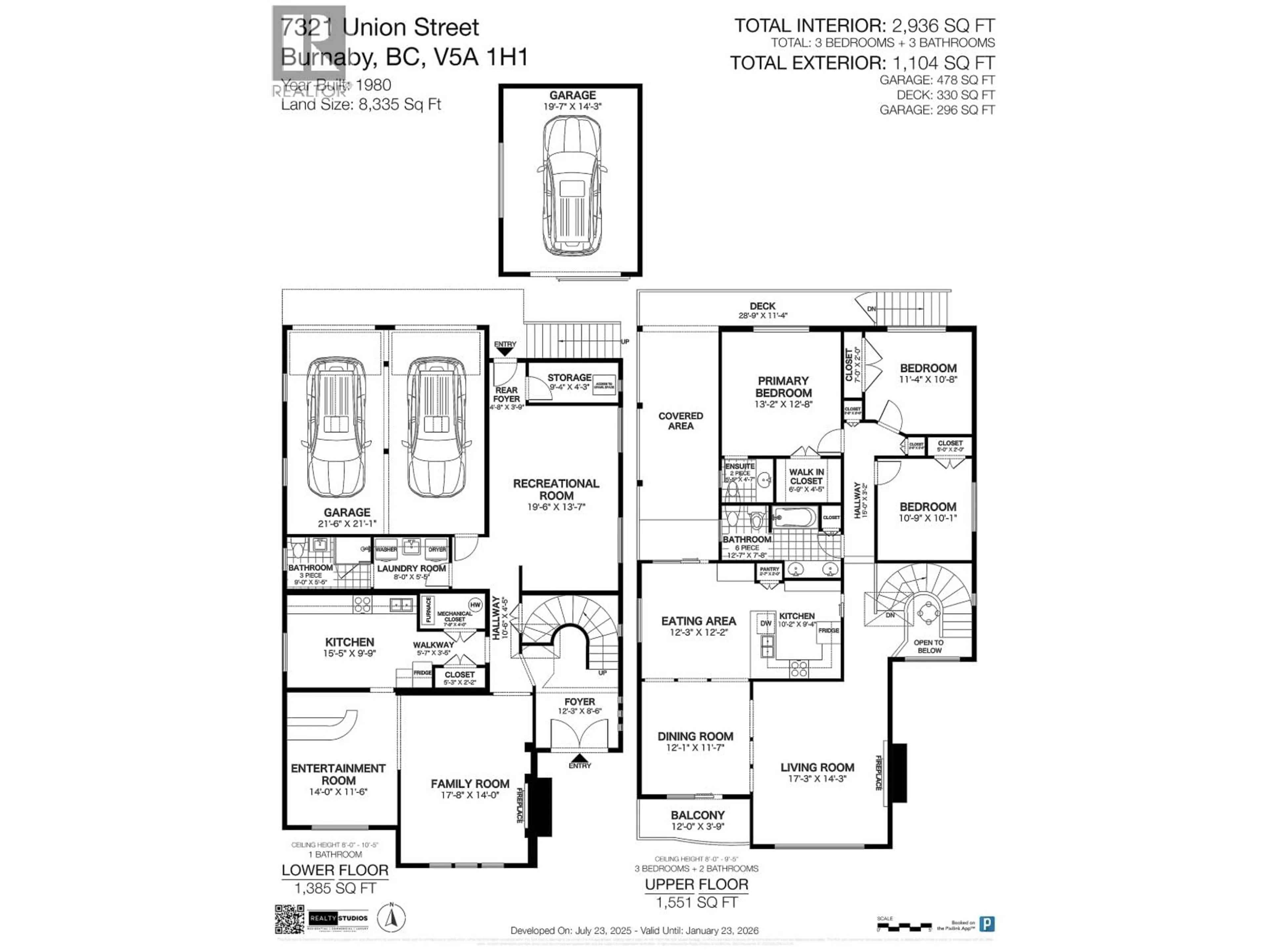 Floor plan for 7321 UNION STREET, Burnaby British Columbia V5A1J1