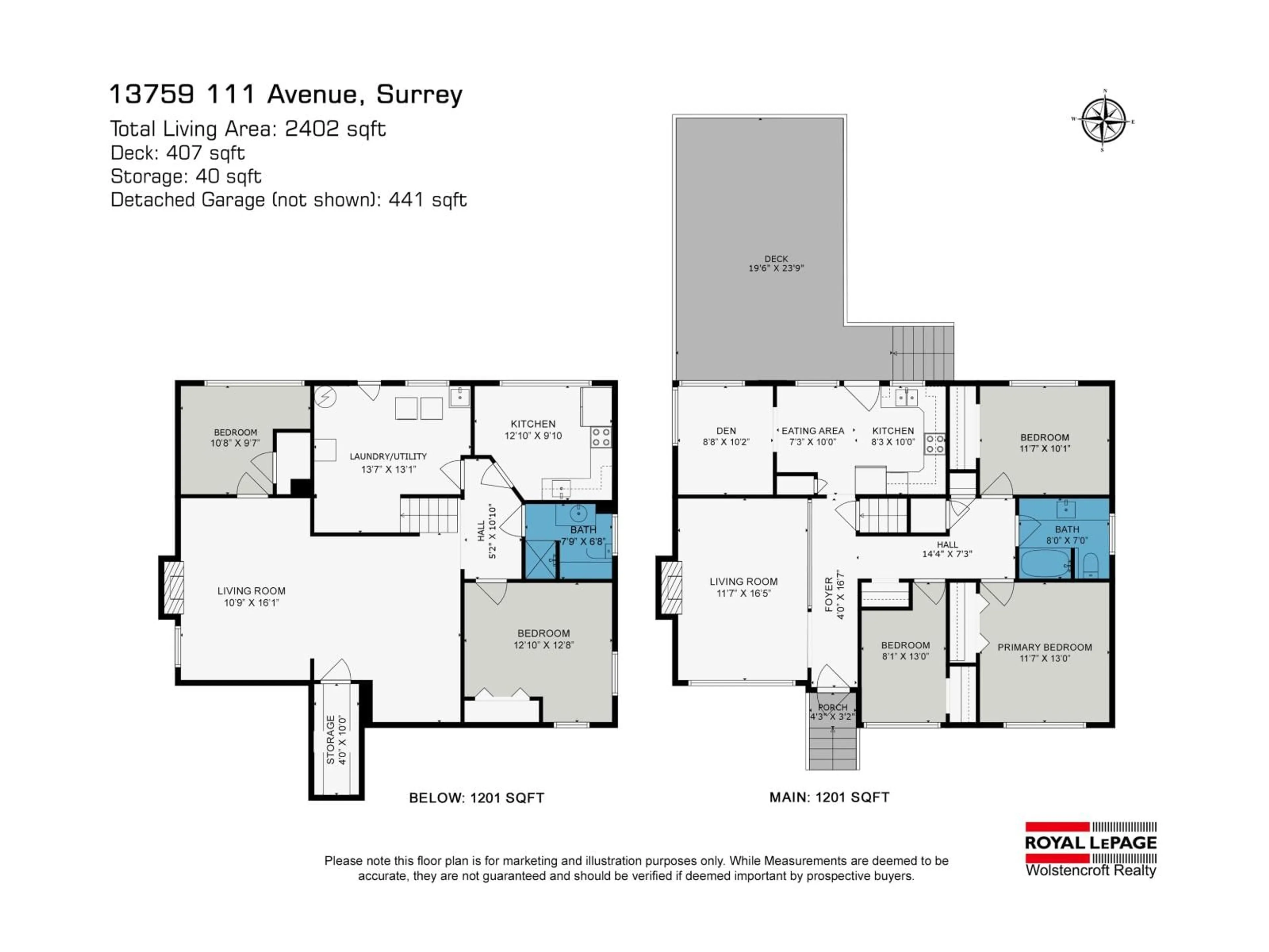 Floor plan for 13759 111, Surrey British Columbia V3R2C1