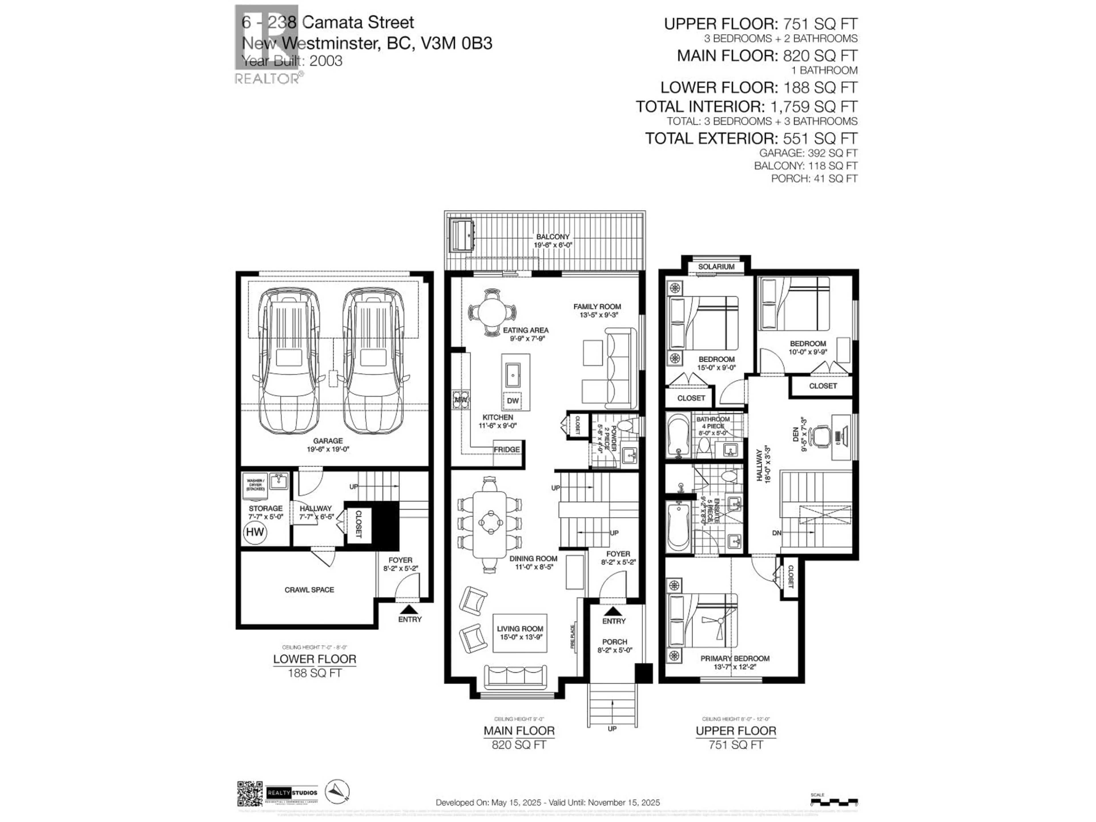 Floor plan for 6 - 238 CAMATA STREET, New Westminster British Columbia V3M0H8