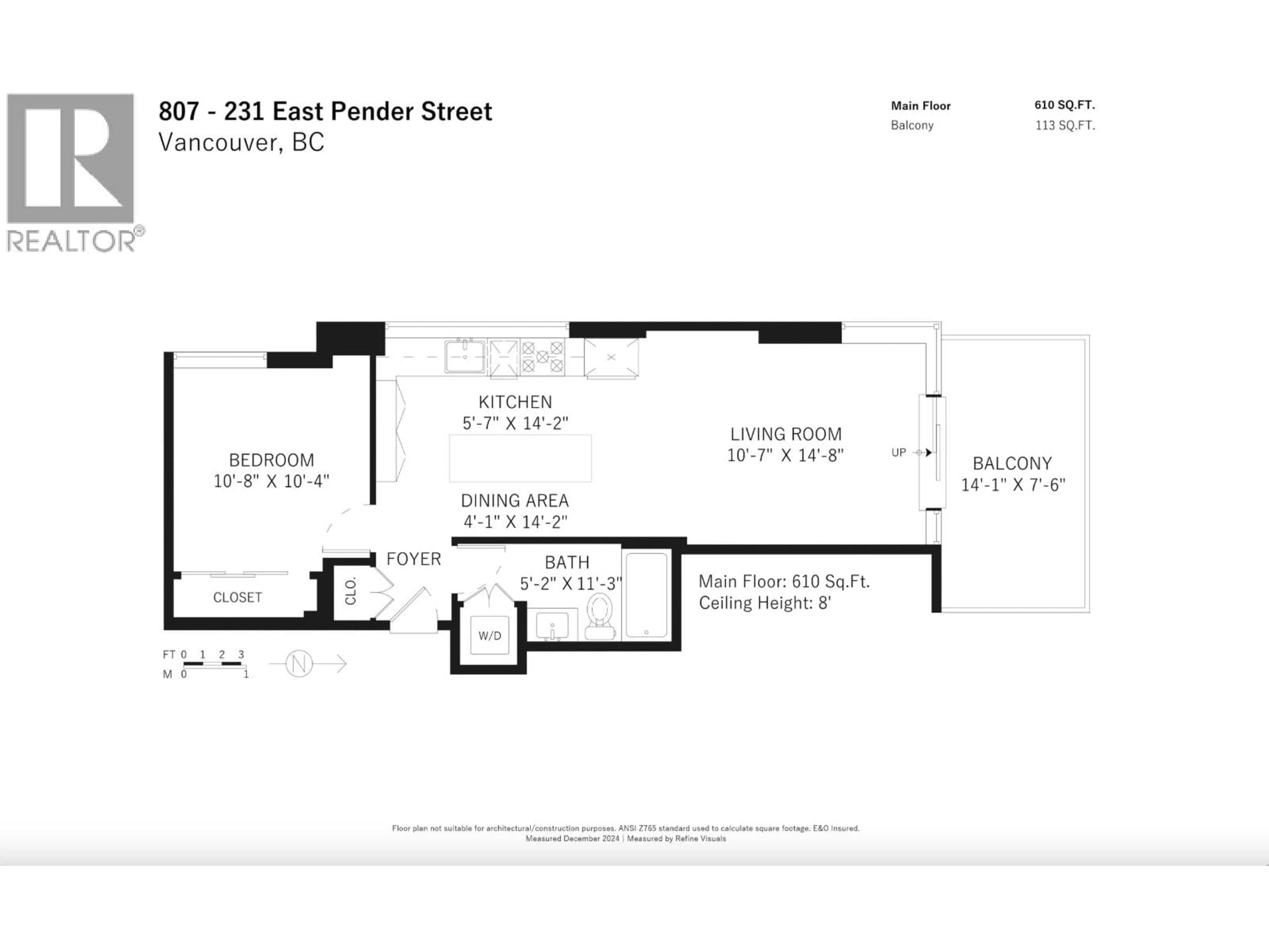 Floor plan for 807 - 231 PENDER STREET, Vancouver British Columbia V6A0G3