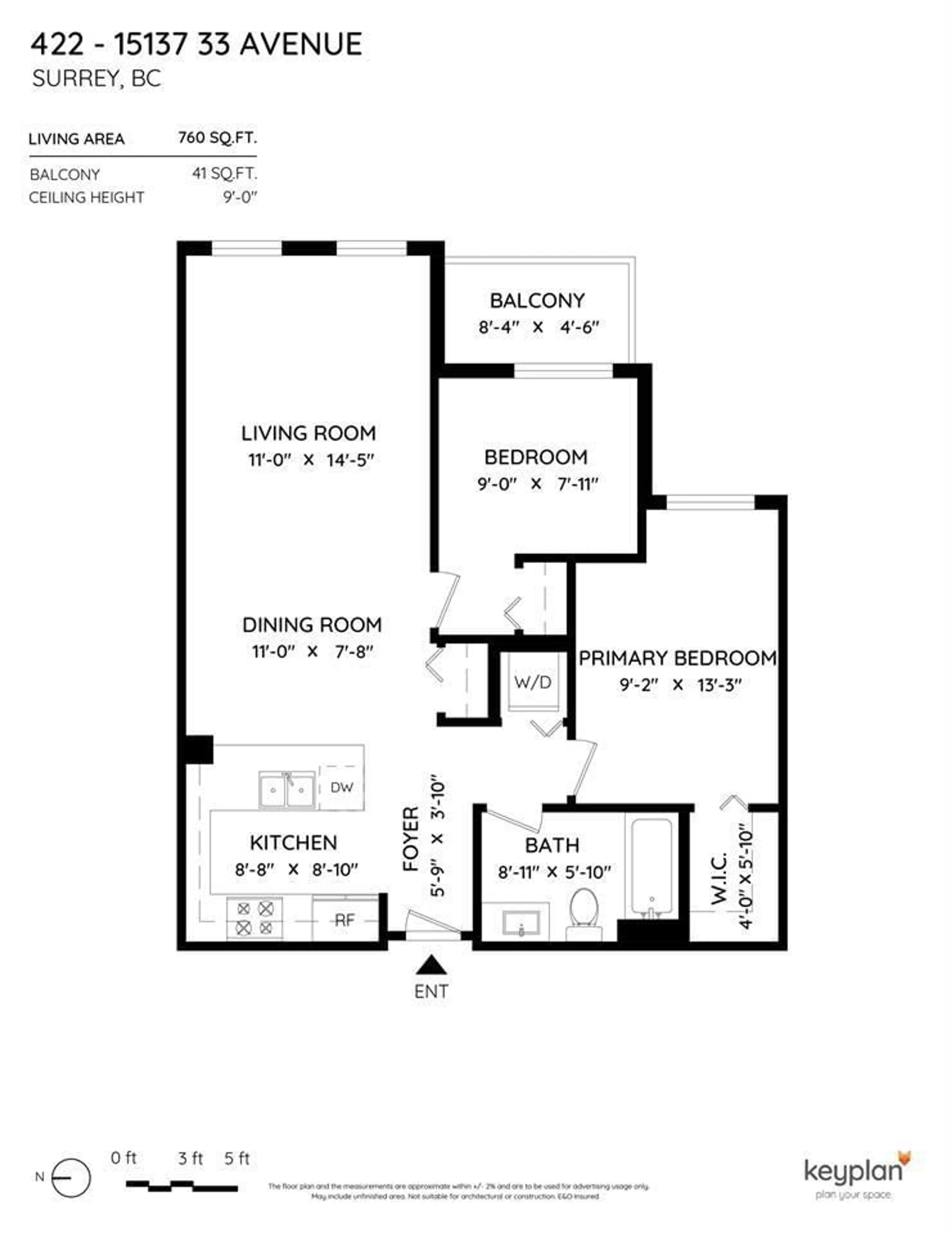 Floor plan for 422 - 15137 33, Surrey British Columbia V3Z0Y1