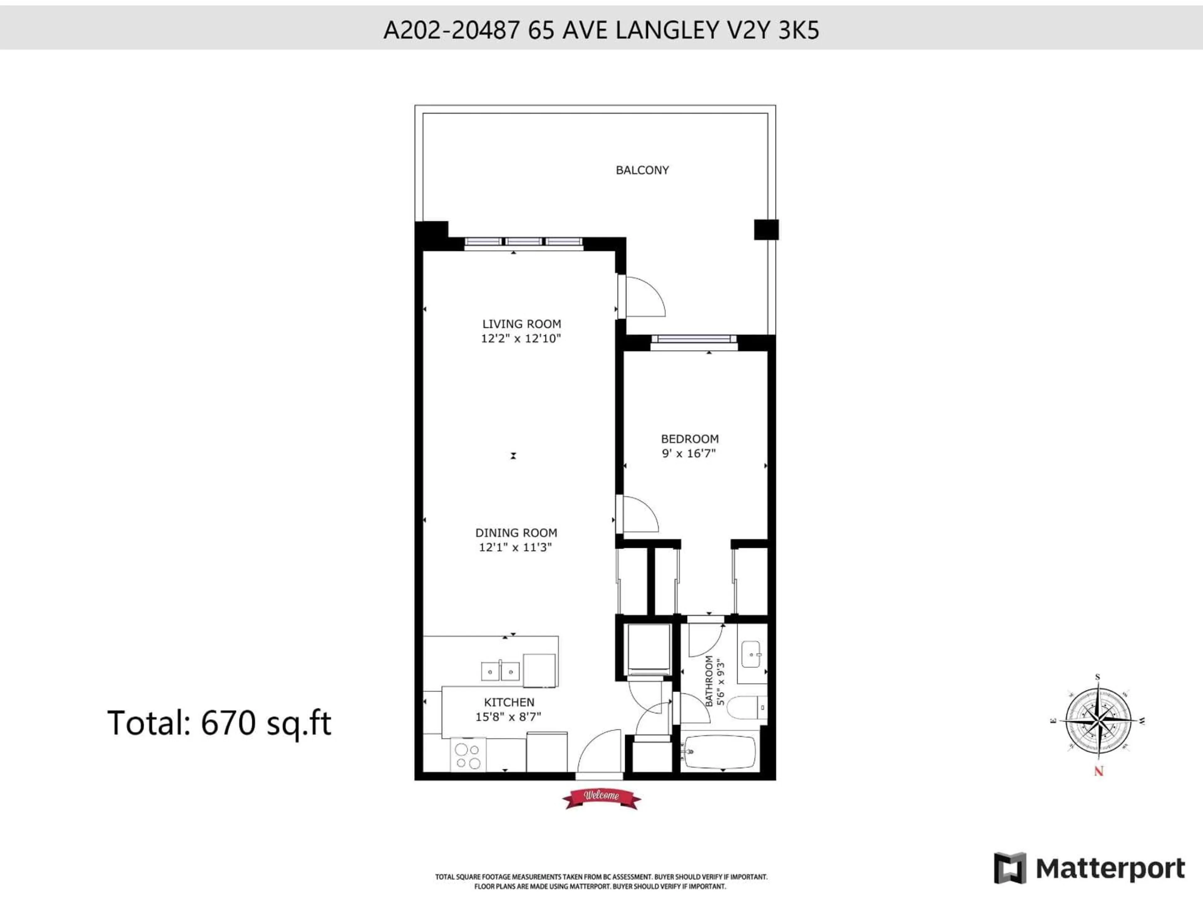 Floor plan for A202 - 20487 65, Langley British Columbia V2Y3K5