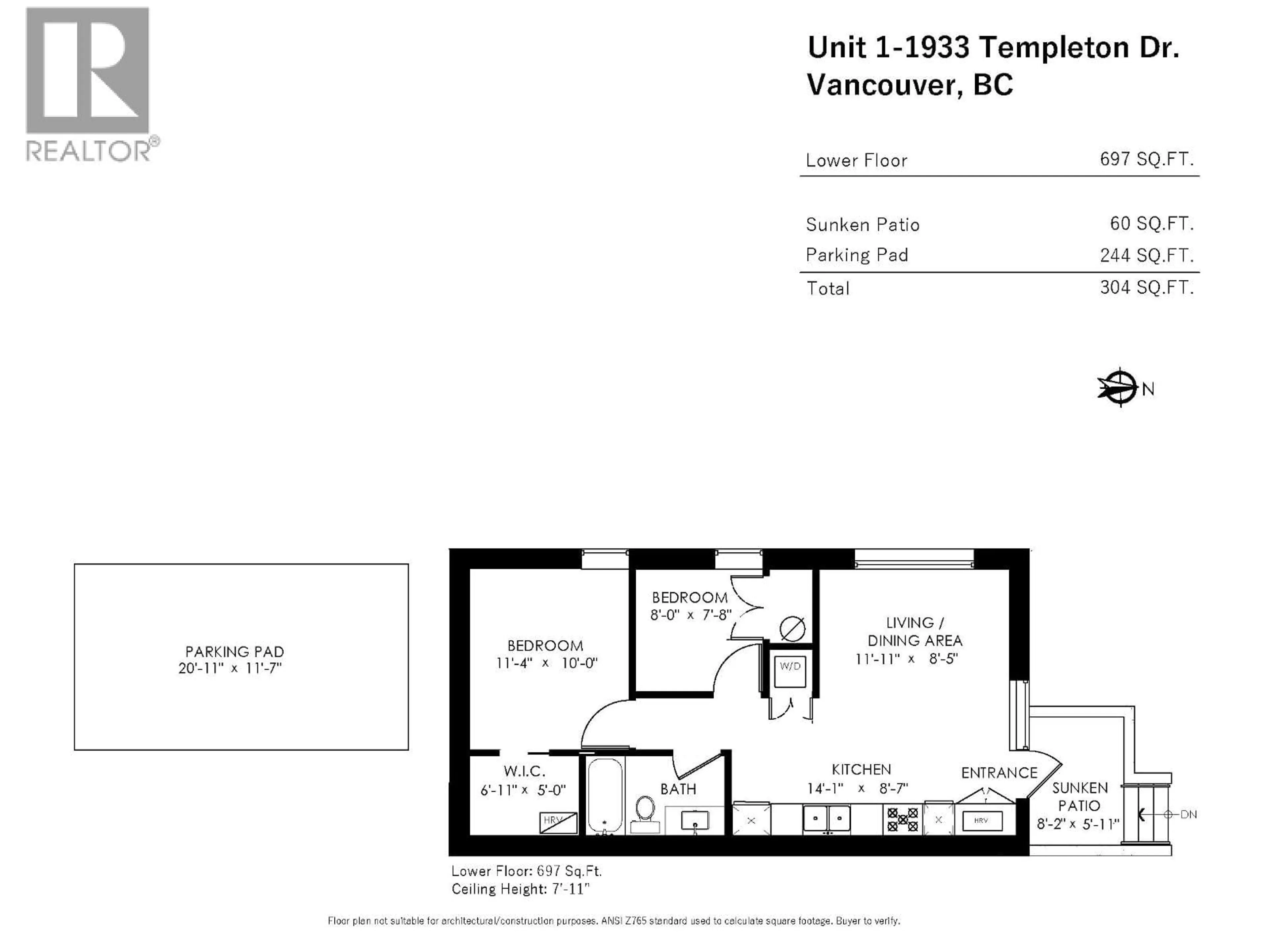 Floor plan for 1 - 1937 TEMPLETON DRIVE, Vancouver British Columbia V5N4V9
