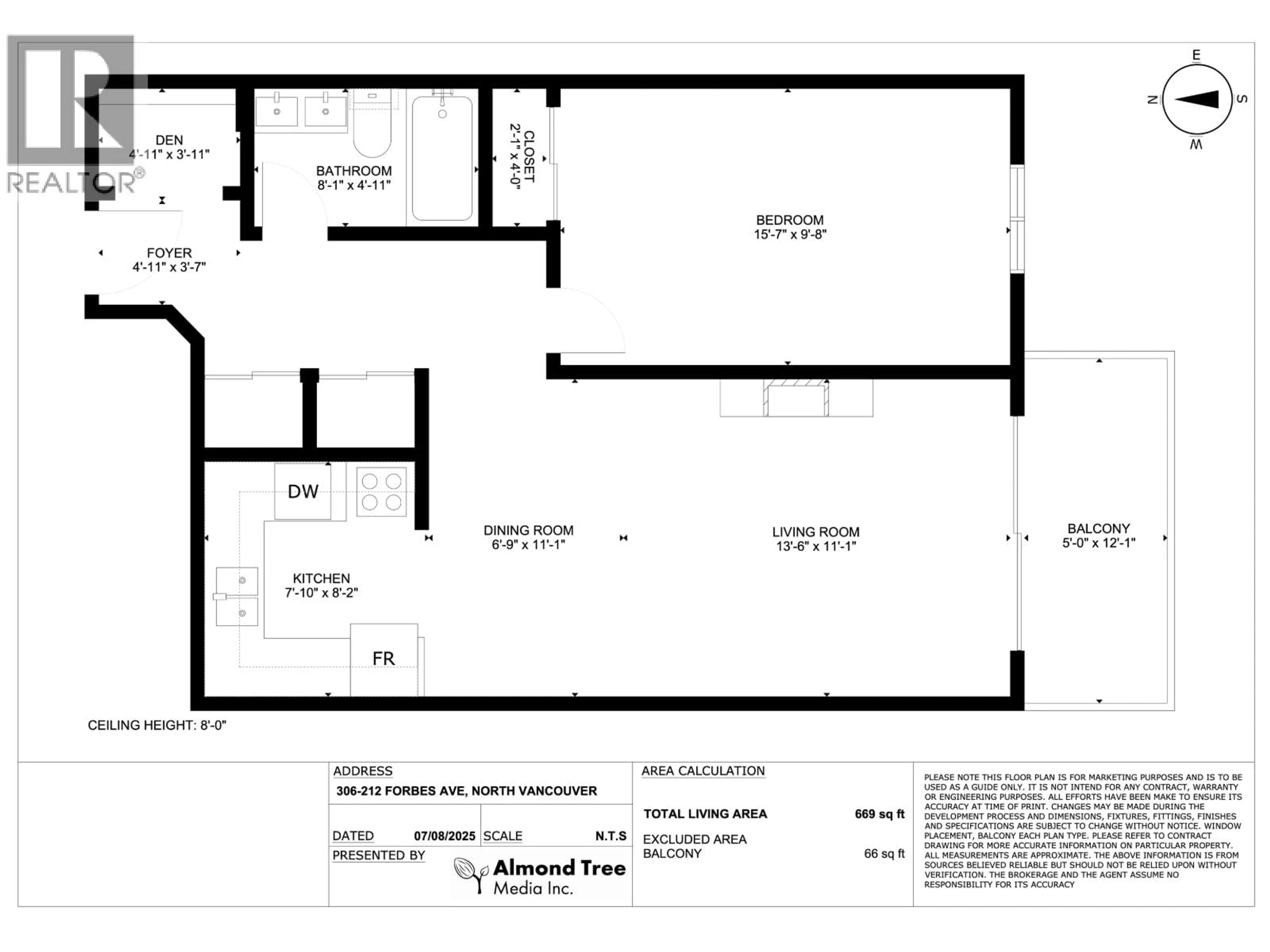 Floor plan for 306 - 212 FORBES AVENUE, North Vancouver British Columbia V7M3E5