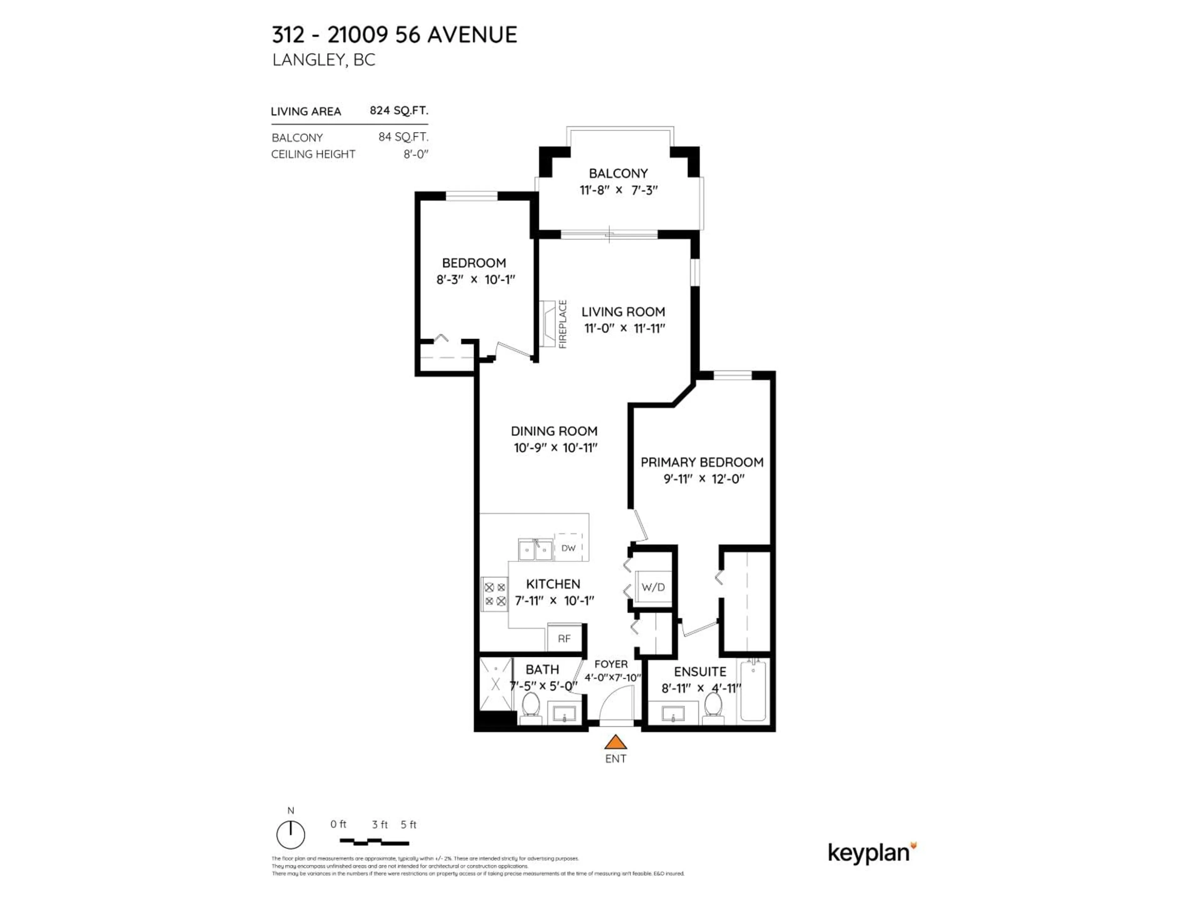 Floor plan for 312 - 21009 56, Langley British Columbia V3A0C9