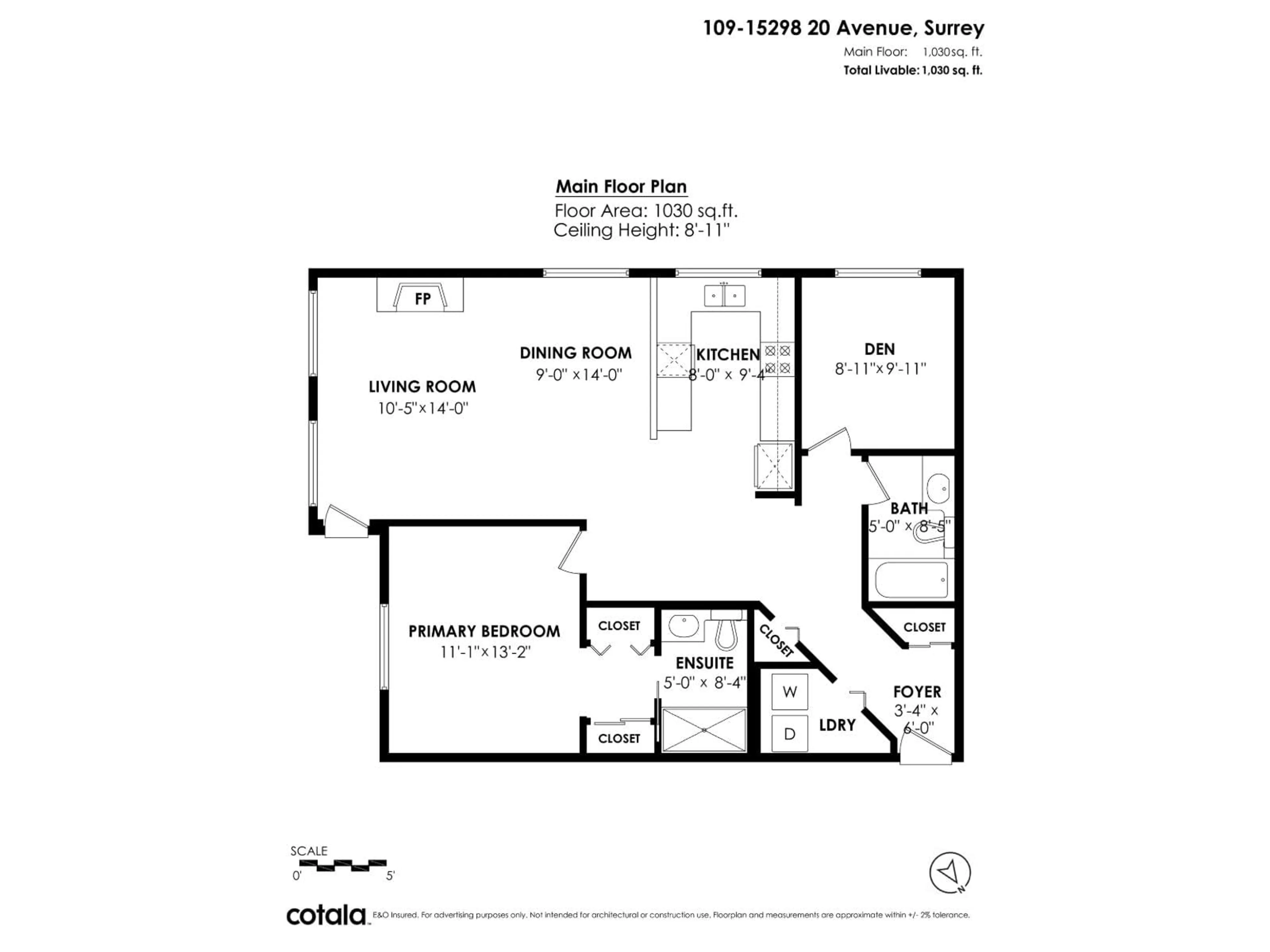 Floor plan for 109 - 15298 20, Surrey British Columbia V4A2A3