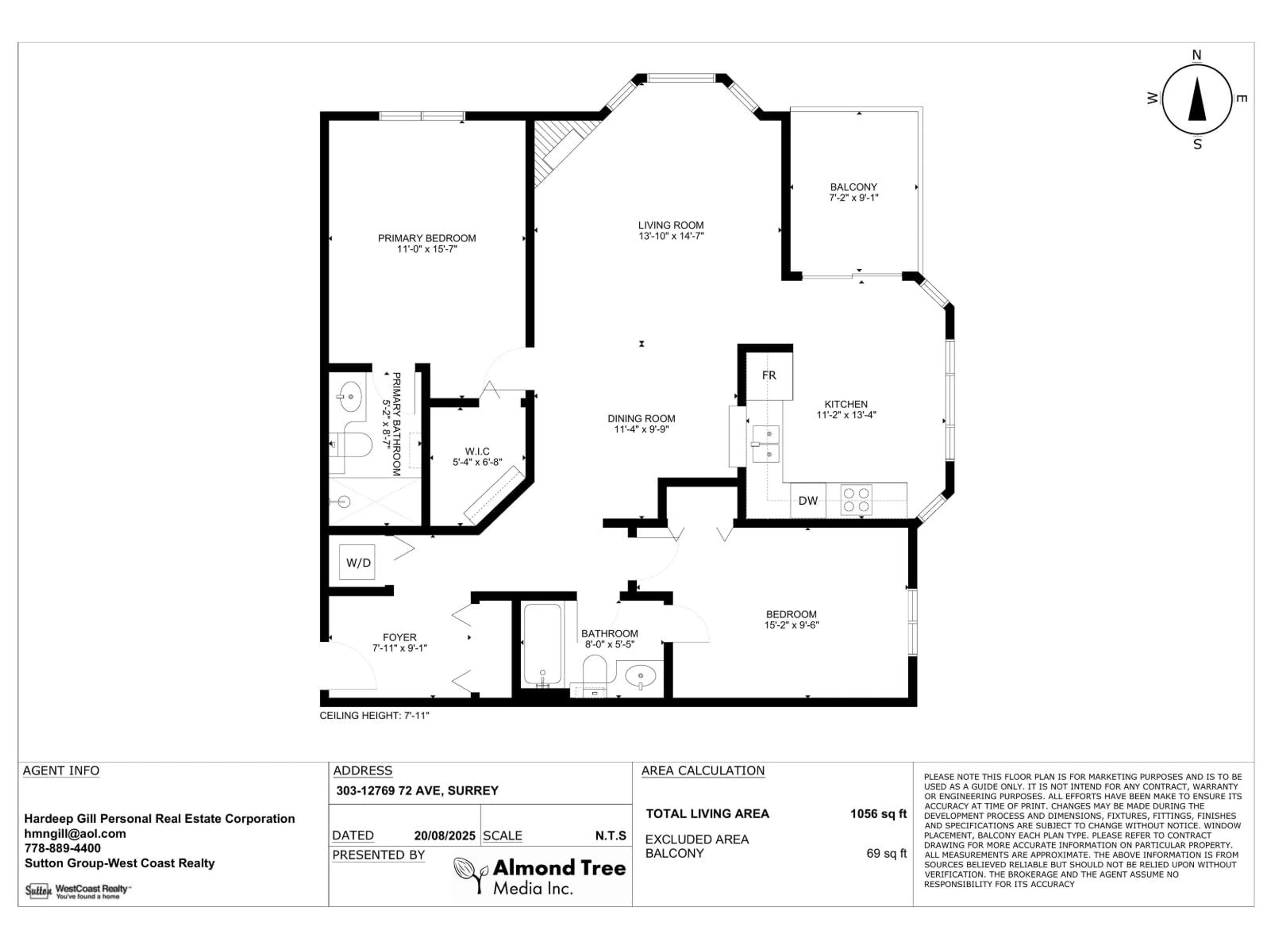 Floor plan for 303 - 12769 72, Surrey British Columbia V3W2M7