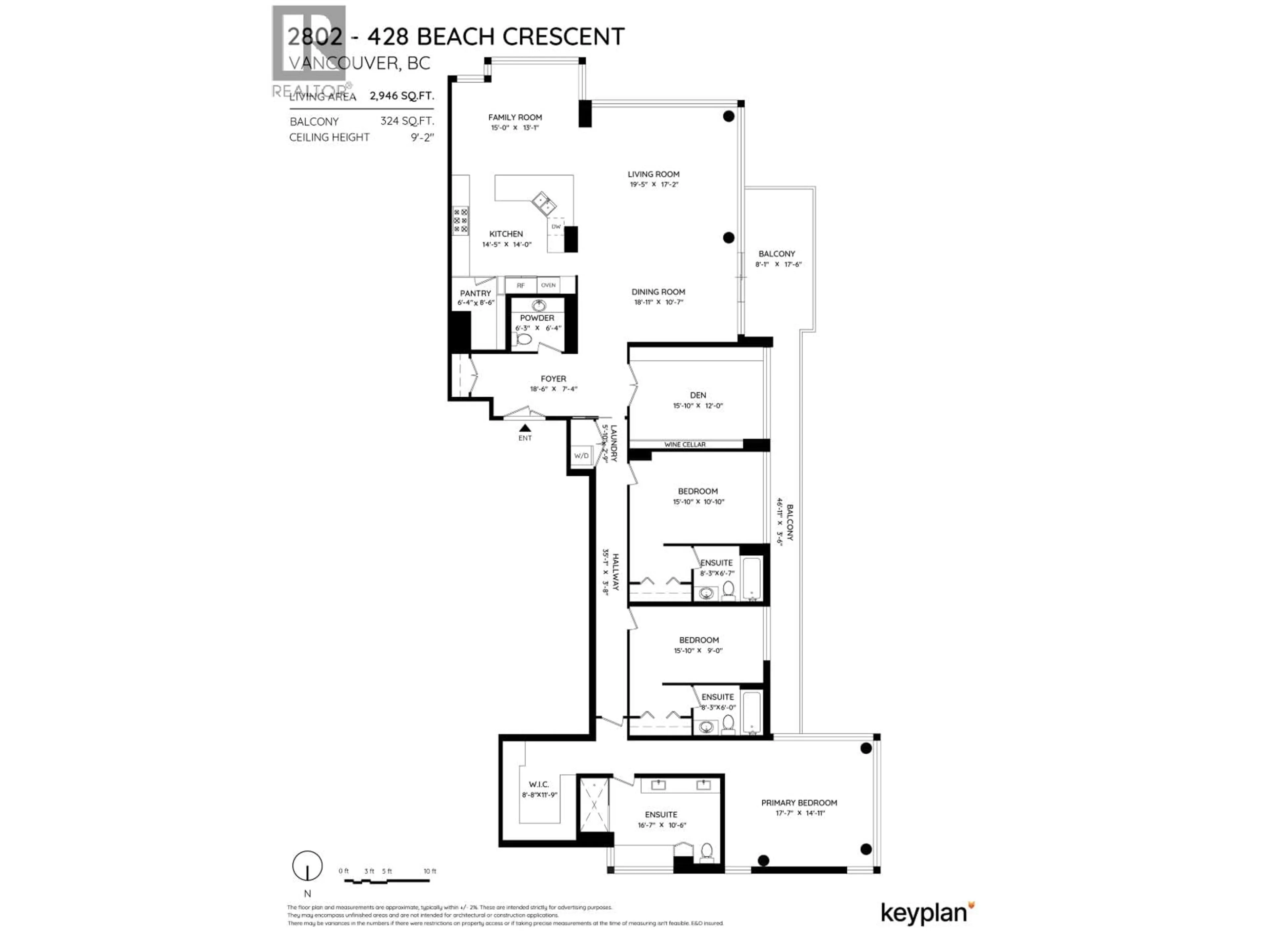 Floor plan for 2802 - 428 BEACH CRESCENT, Vancouver British Columbia V6Z3G1
