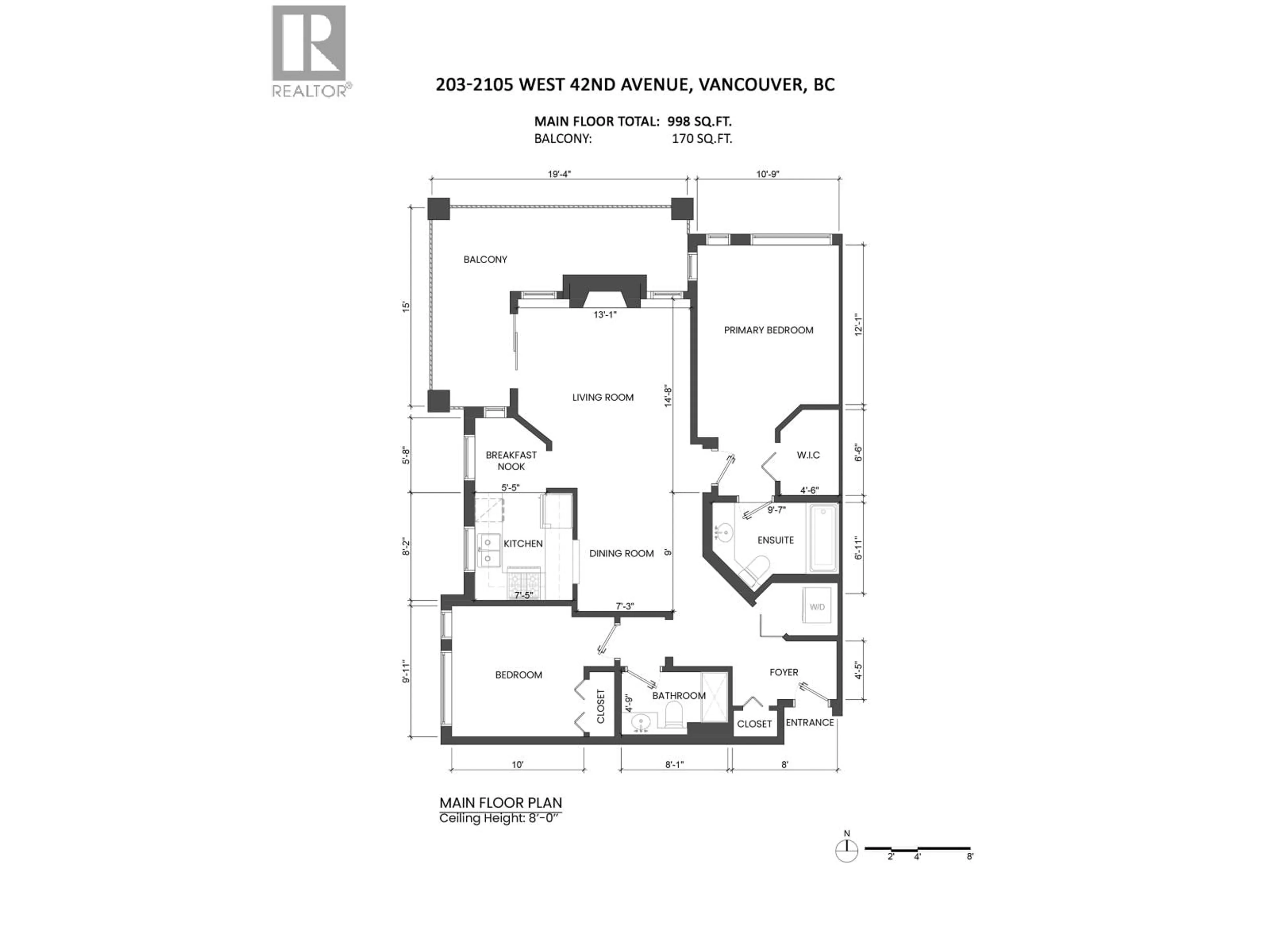 Floor plan for 203 - 2105 42ND AVENUE, Vancouver British Columbia V6M2B7